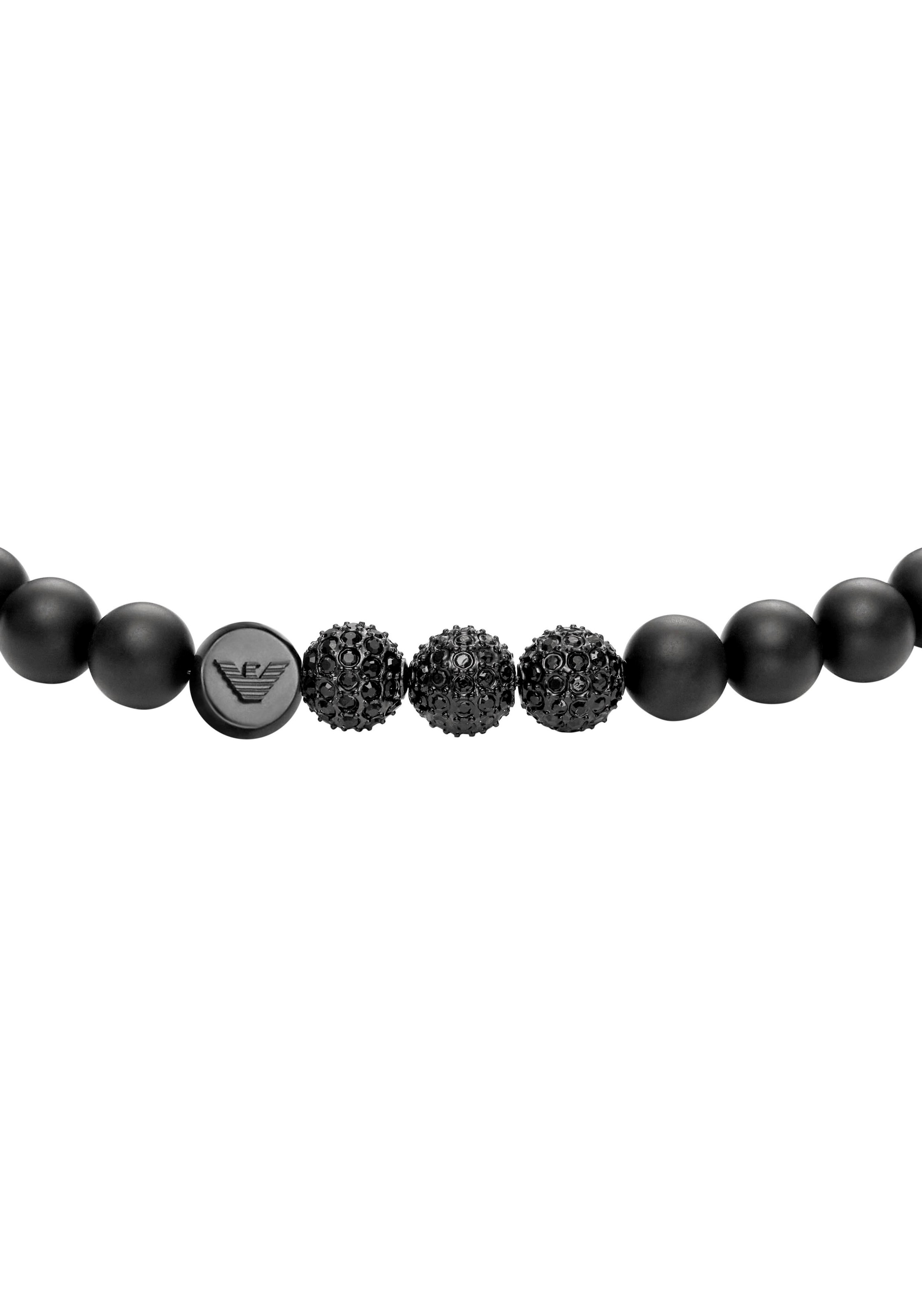 Emporio Armani Armband Onyx BEADS mit Gagat »ICONIC | und EGS3030001«, TREND, PAVE, BAUR AND