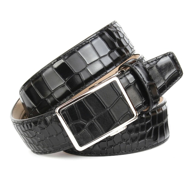 Anthoni Crown Ledergürtel, mit Krokomuster in schwarz online kaufen | BAUR