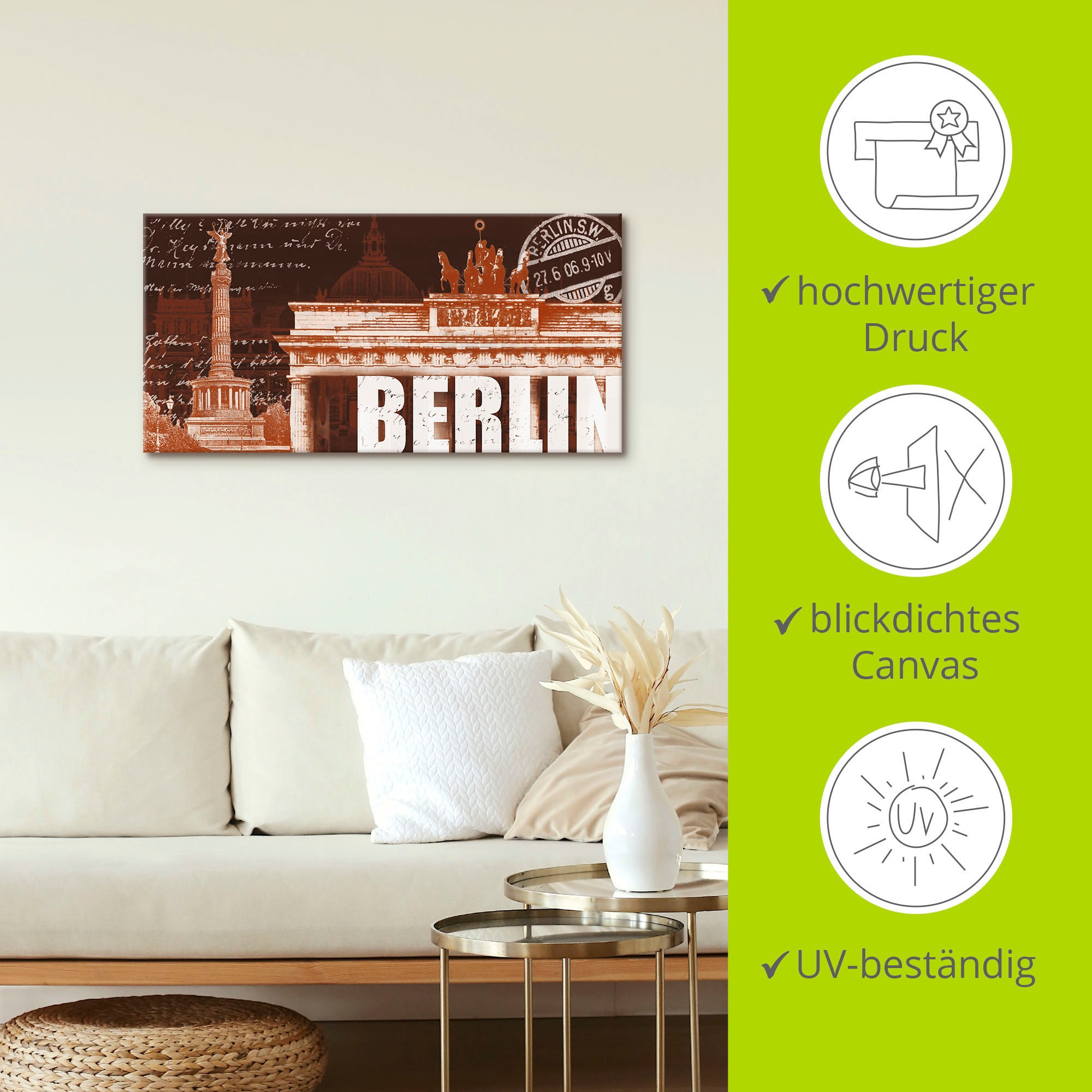 Artland Leinwandbild »Berlin Collage«, Berlin, (1 St.), auf Keilrahmen gespannt
