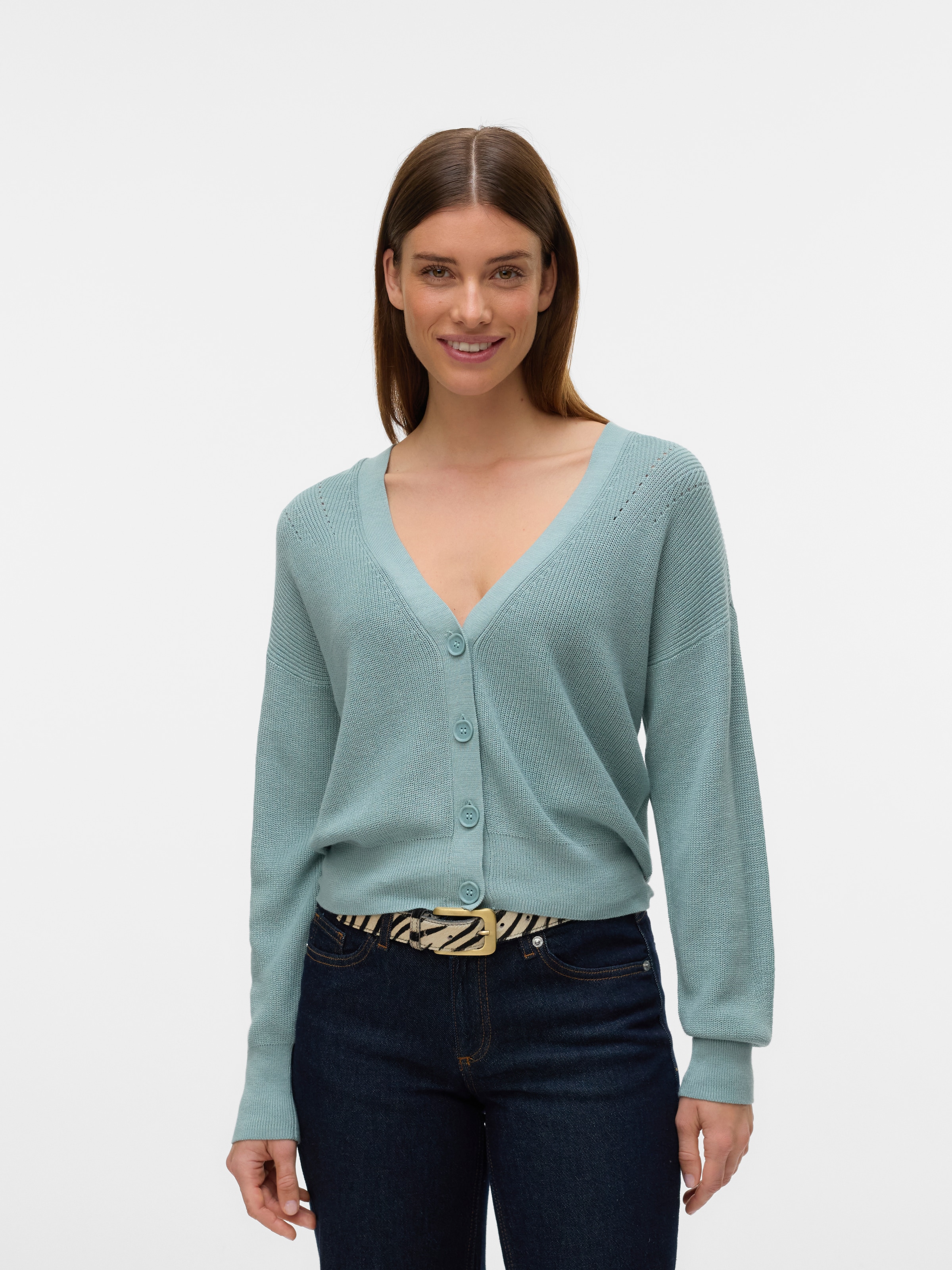 Vero Moda Strickjacke "VMNEWLEXSUN LS SHORT V-NECK CAR GA NOOS", mit Knopfl günstig online kaufen