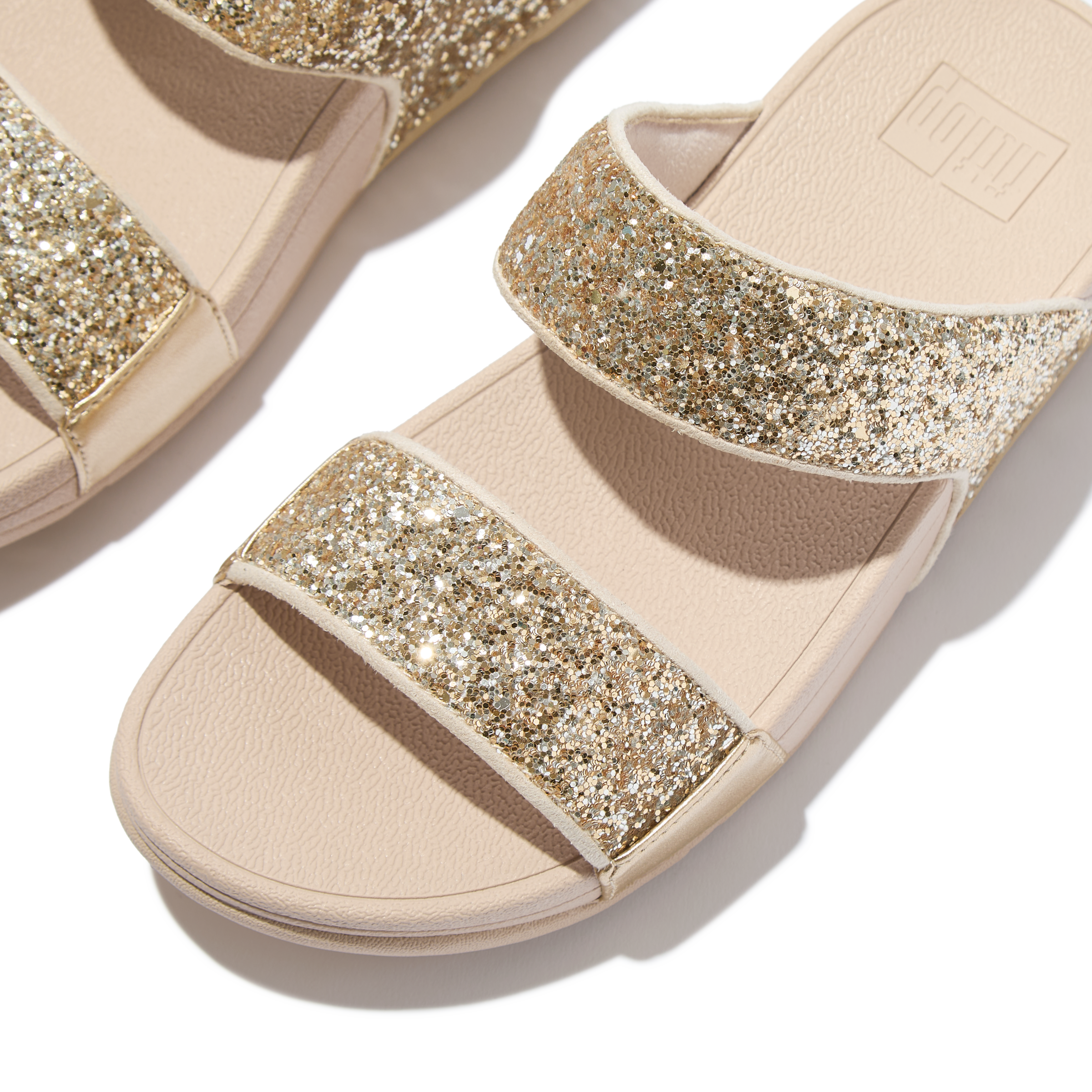 Fitflop Pantolette »LULU MULTI-TONAL GLITTER SLIDES«  Keilabsatz, Sommerschuh, Schlupfschuh mit Glitzer besetzt