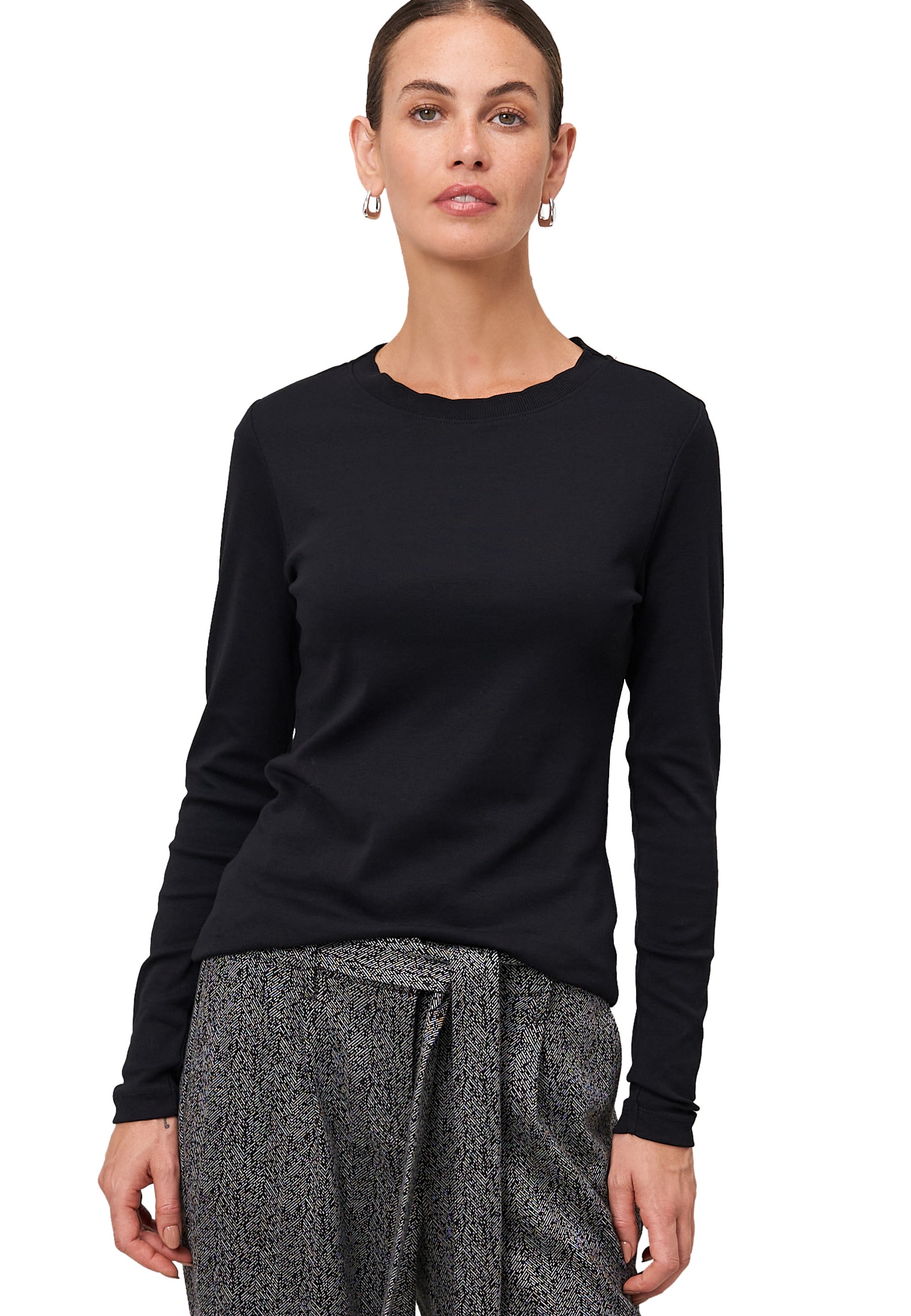 Zero Kurzarmshirt "zero Damen Jersey-Shirt mit Wellenkante" 1 Stk. tlg. wei günstig online kaufen