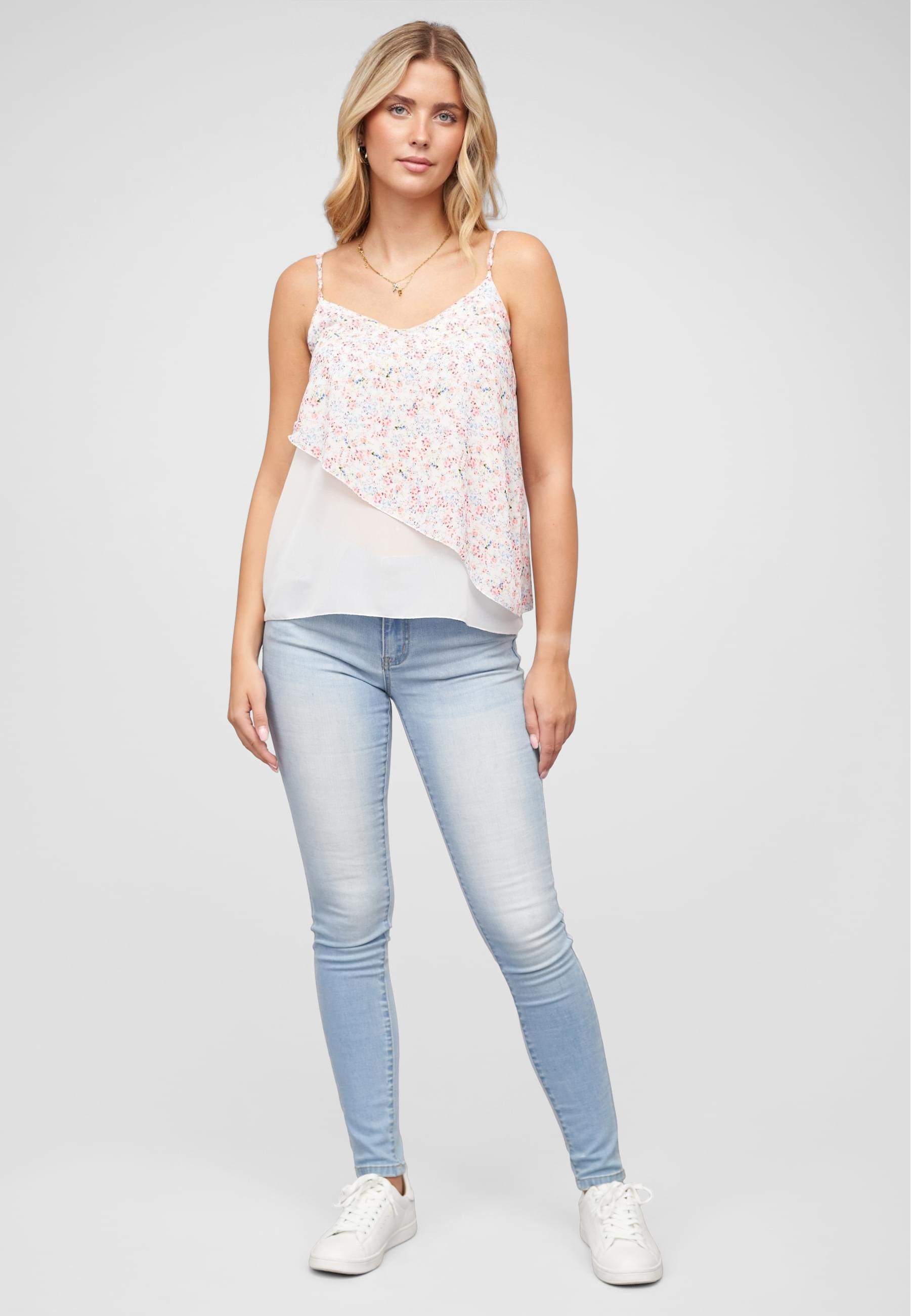 CLOUD 5IVE Muskelshirt »CLOUD 5IVE Chiffon Top 2-lagig V-Neck Blumen Print« 1 Stk. tlg.