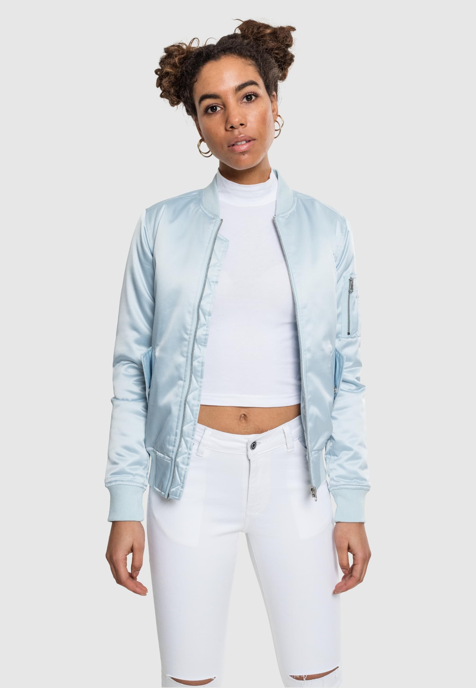 URBAN CLASSICS Allwetterjacke »Urban Classics Damen Ladies Satin Bomber Jacket«, (1 St.), ohne Kapuze