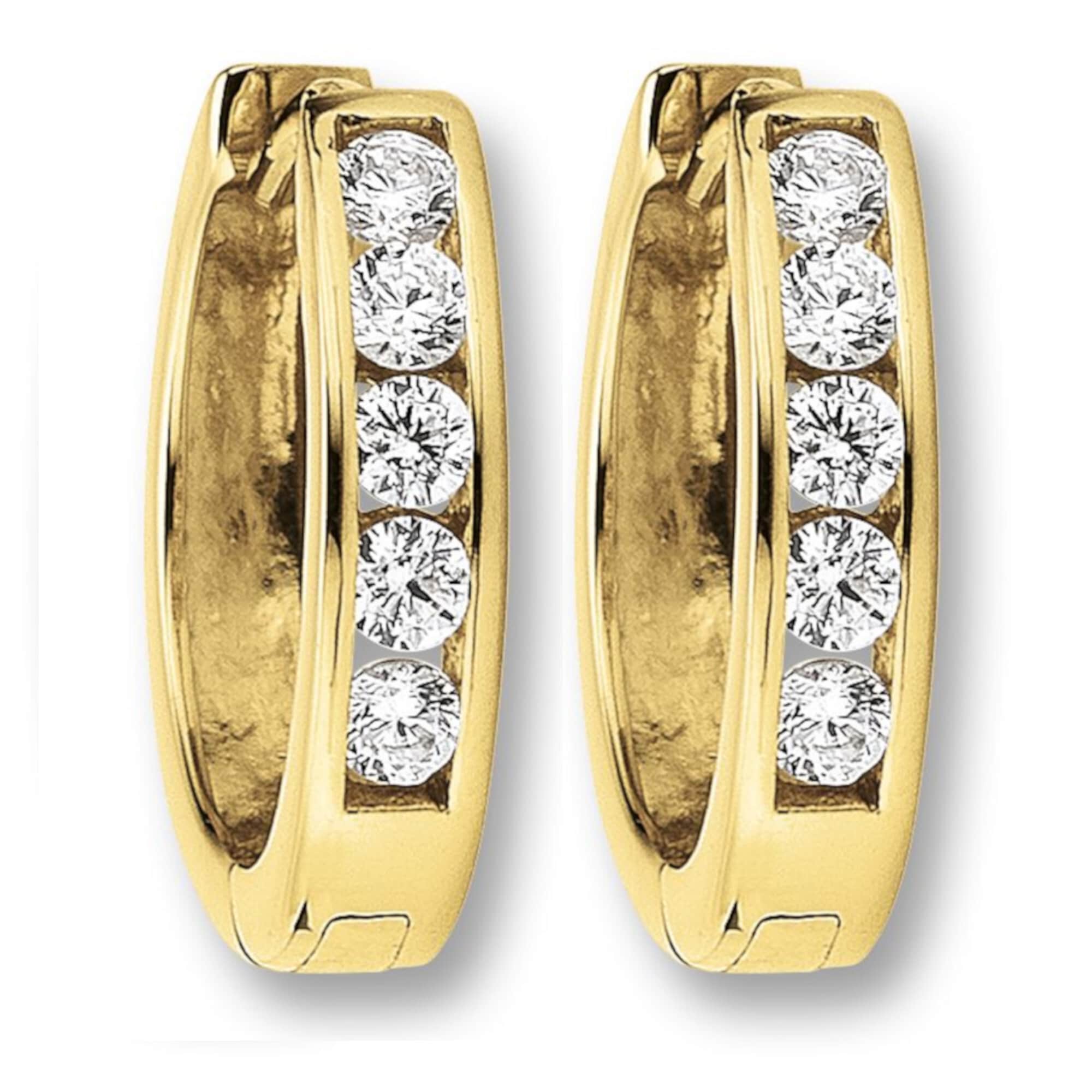 Paar Creolen ONE ELEMENT "Zirkonia Ohrringe Creolen aus 333 Gelbgold", gold, Ohrringe, Damen, Damen,mit Zirkonia, Gelbgold 333 Gold, Gelbgold 333, Gold, Feine Gestaltung – ein Sinnbild mit ruhiger Eleganz