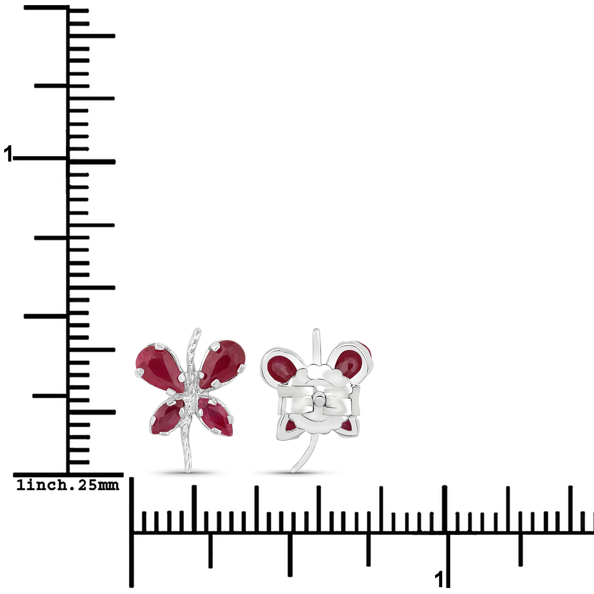 Vira Jewels Paar Ohrstecker »Silber 925 rhodiniert Schmetterling-Motiv mit echtem Rubin«