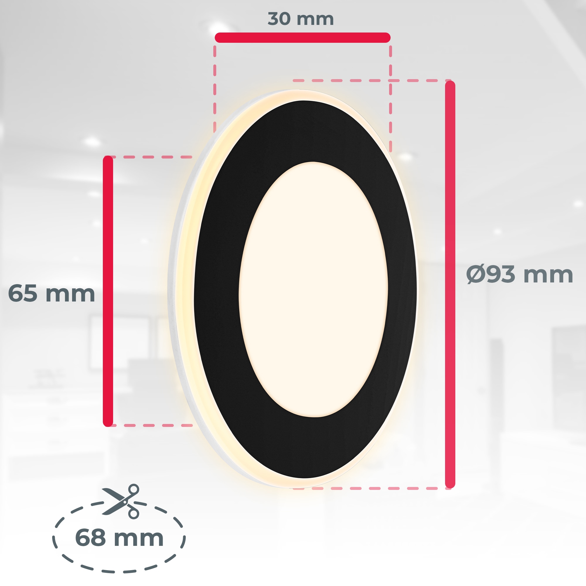 B.K.Licht LED Einbauleuchte »BK_EL1622«, 6er Set, mit Nachtlichtfunktion«, LED fest integriert, 3.000 K, 425Lm, 4.9 Watt