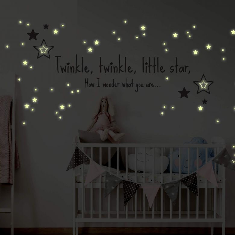 Wall-Art Wandtattoo »Twinkle little star Leuchtsterne«, (1 St.), selbstklebend, entfernbar
