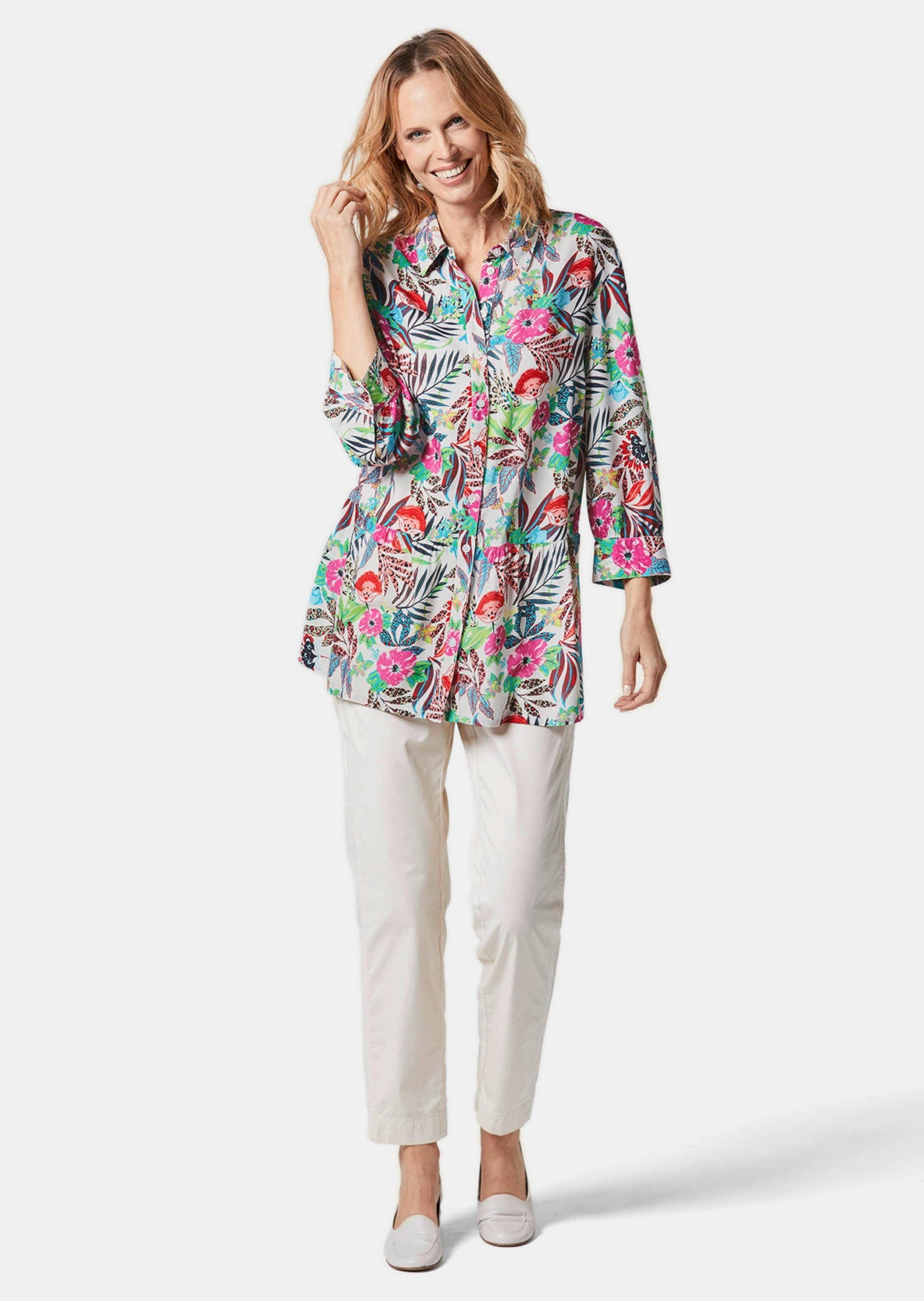 GOLDNER Hemdbluse »Kurzgröße Druckbluse in exotischem Muster«
