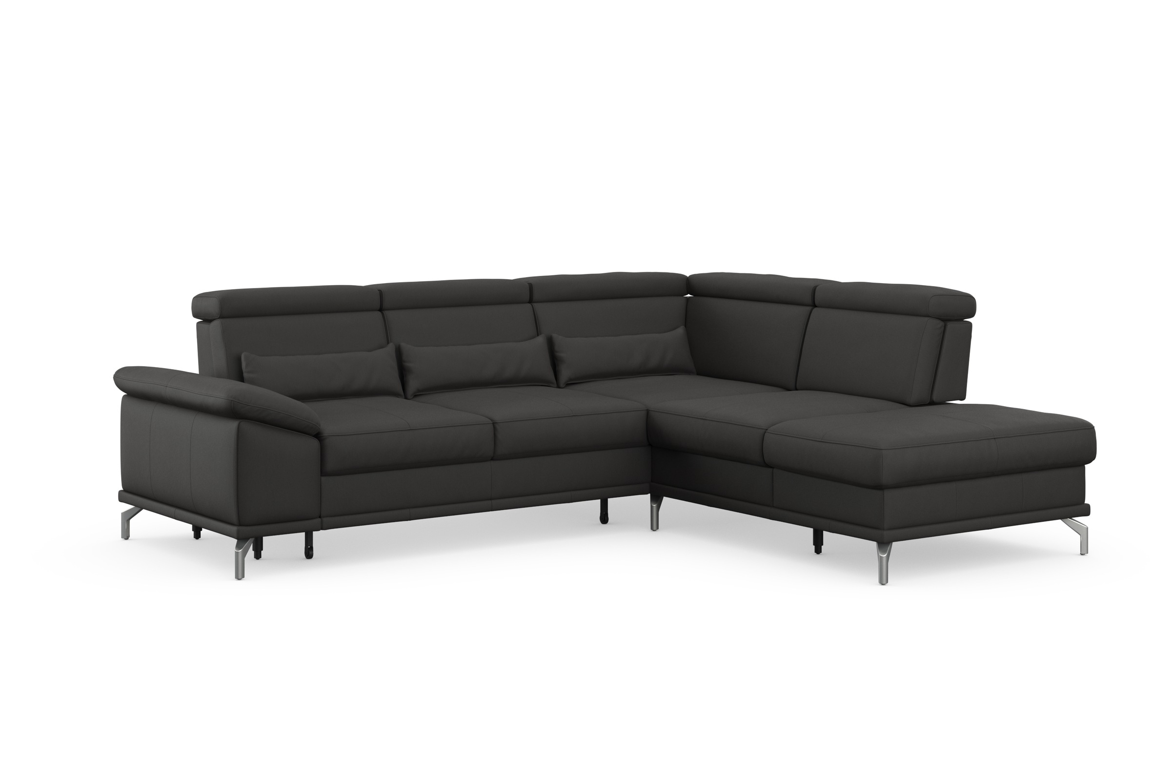 sit&more Ecksofa »Cabrio L-Form, mit Sitztiefenverstellung, Arm- und Kopfteilverstellung«, 3 Nierenkissen, Federkern, optional Bettfunktion und Stauraum