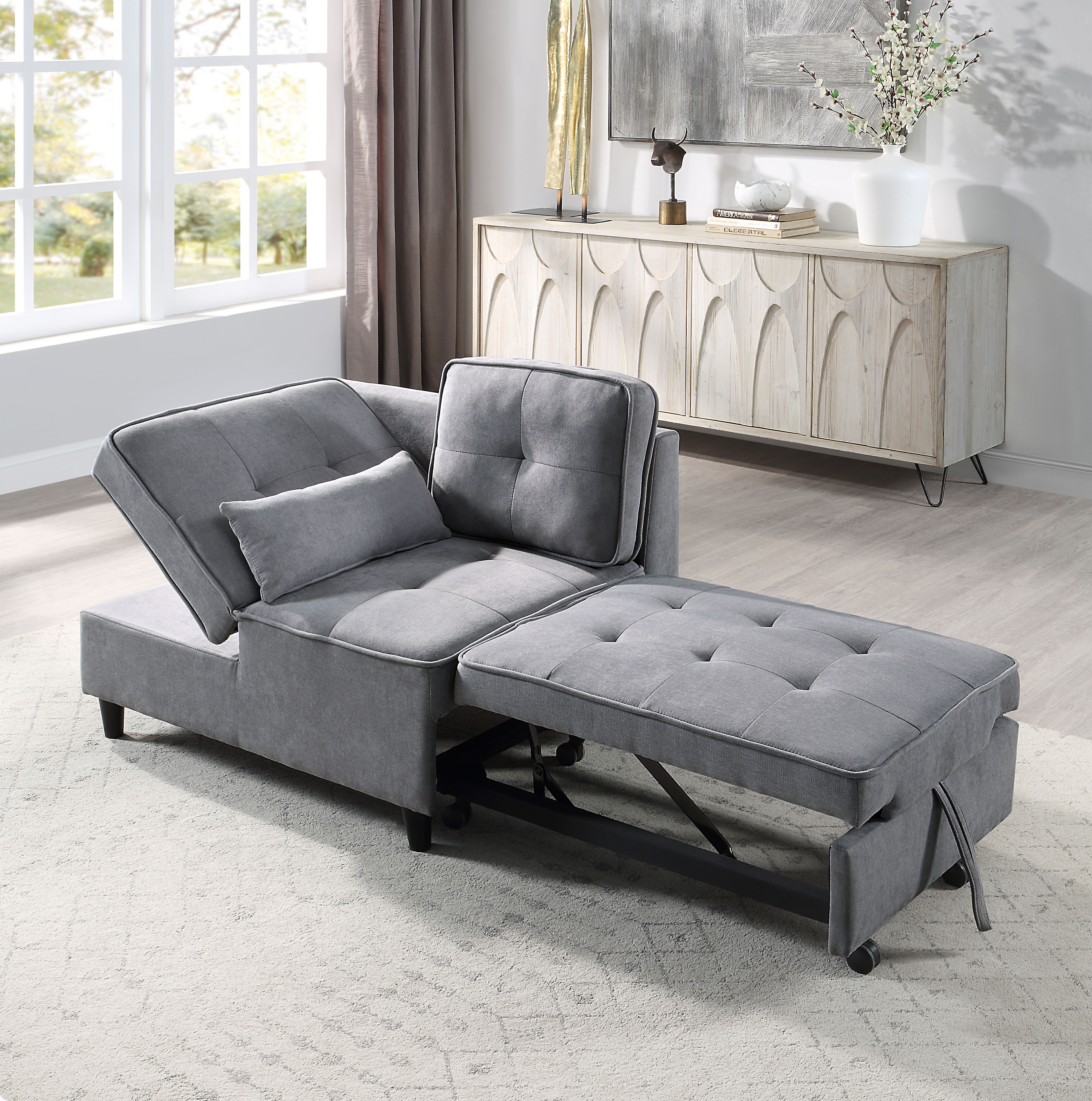 OTTO home Schlafsofa "Freddy, Loungesessel, Gästebett, Problemlöser" wandelbar zum Loungesessel, Relaxliege und Gästebett, inkl. Kissen