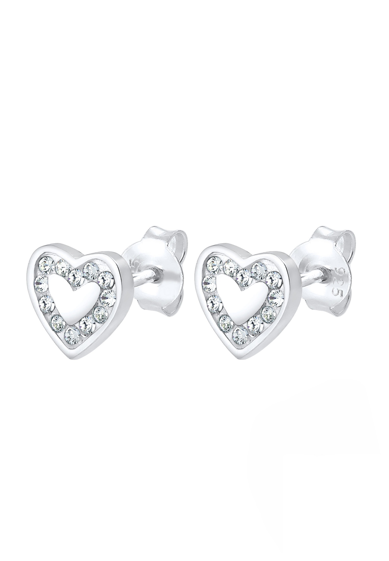 Elli Paar Ohrstecker »Ohrstecker Herz Glas Kristalle Weiß 925 Sterling Silber«