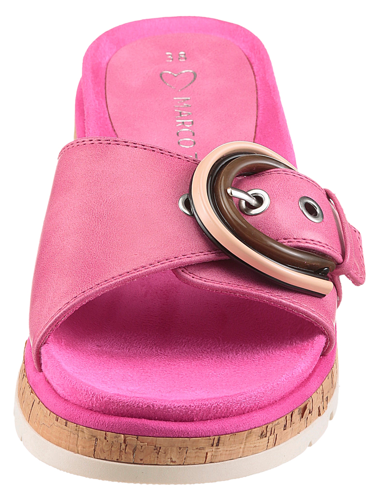 MARCO TOZZI Pantolette, Plateau, Sommerschuh, Schlupfschuh mit dekorativer Schnalle