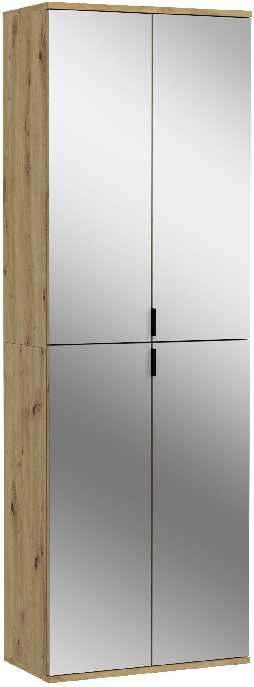 Home affaire Schuhschrank "TRONDHEIM, Höhe 193 cm, 4 Spiegeltüren, 9 Fächer, 7 Einlegeböden" inkl. ausziehbarer Kleiderstange, in verschiedenen Farben erhältlich, Schrank, Hochschramk, Mehrzweckschrank, Universalschrank, Flur, Diele