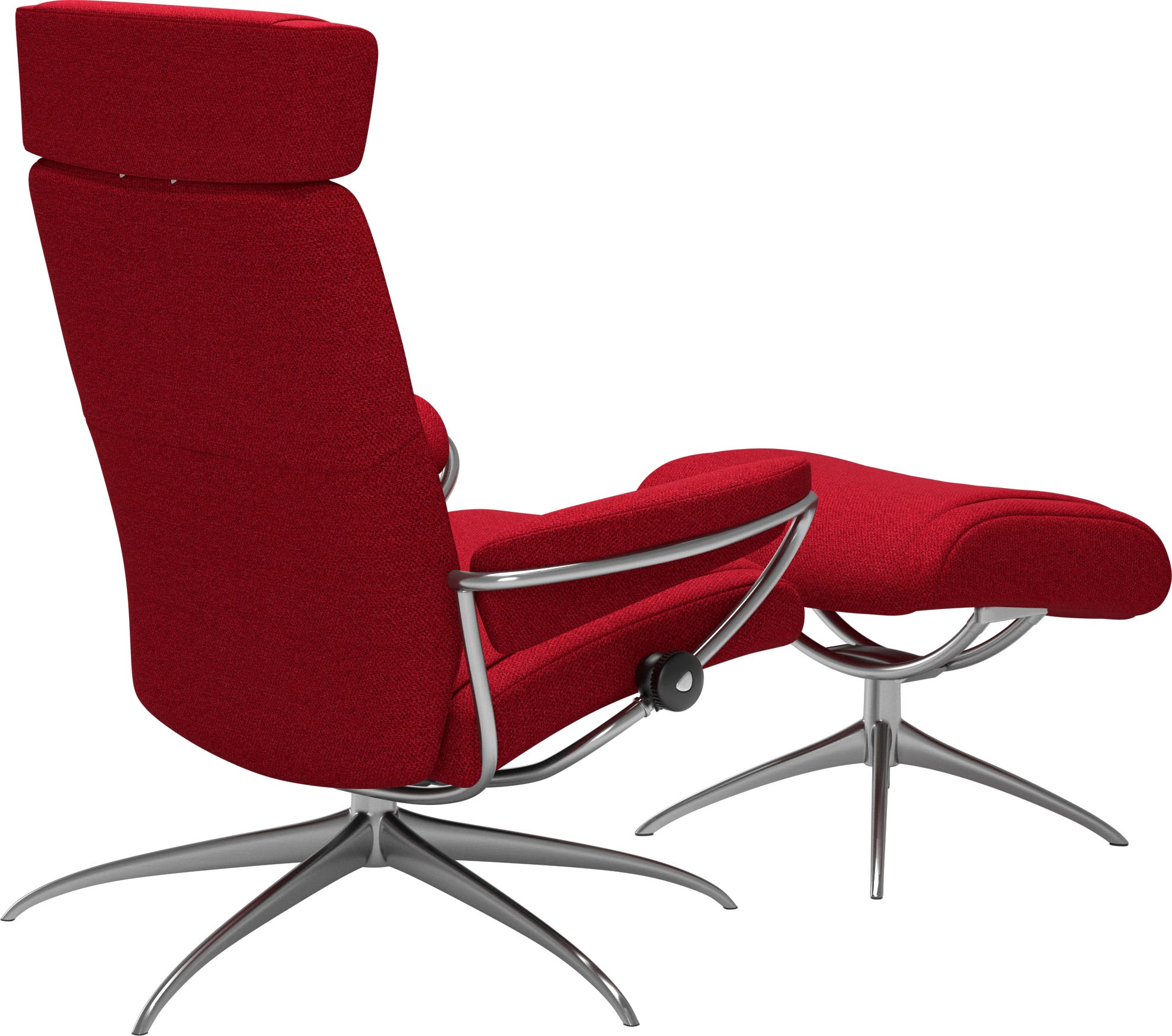 Stressless® Relaxsessel »Paris«, (Set, Relaxsessel mit Hocker), mit Hocker, Low Back mit Kopfstütze, mit Star Base, Gestell Chrom
