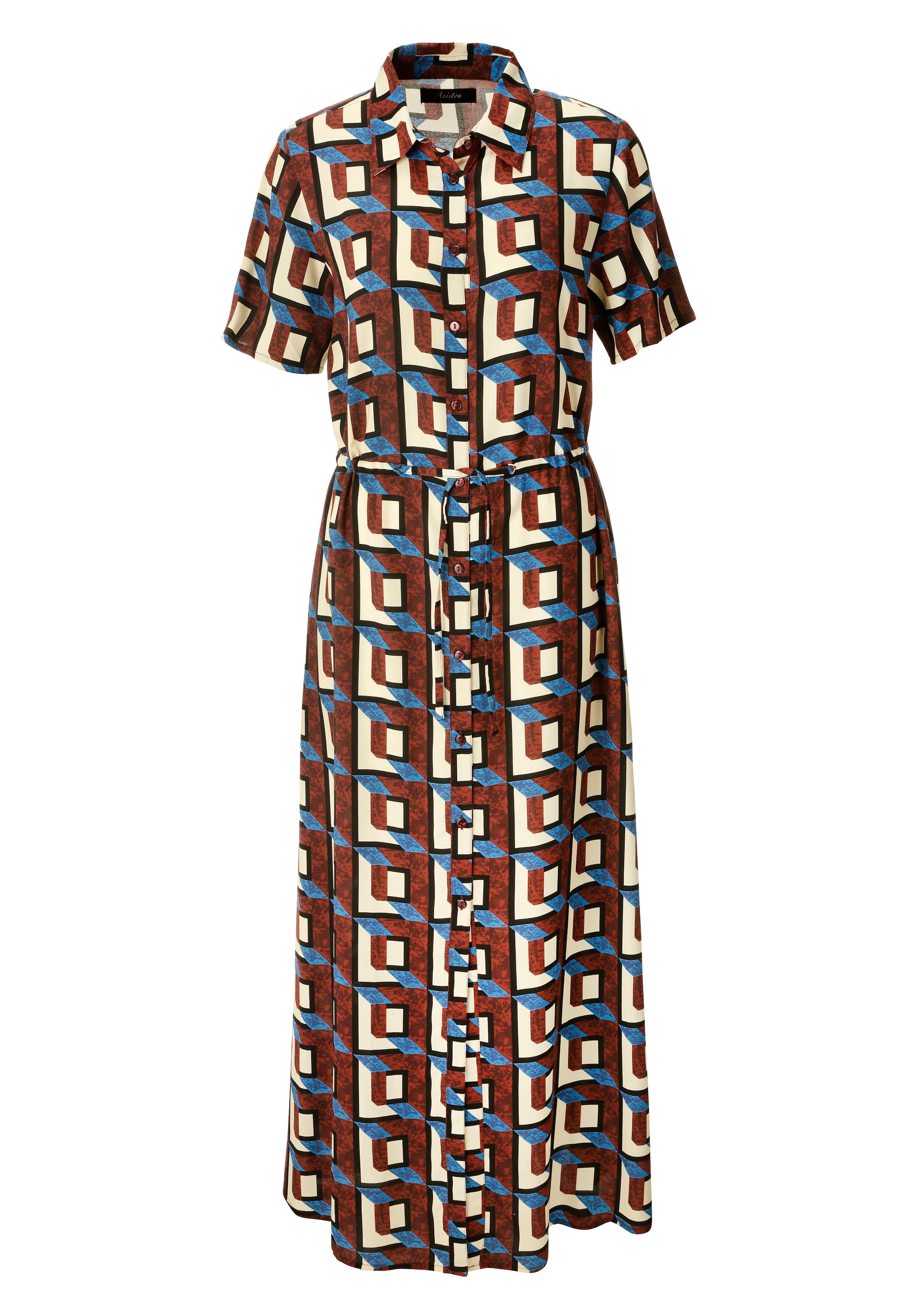 Aniston CASUAL Sommerkleid Eingrifftaschen mit trendfarbenem, grafischen Druck - NEUE KOLLEKTION