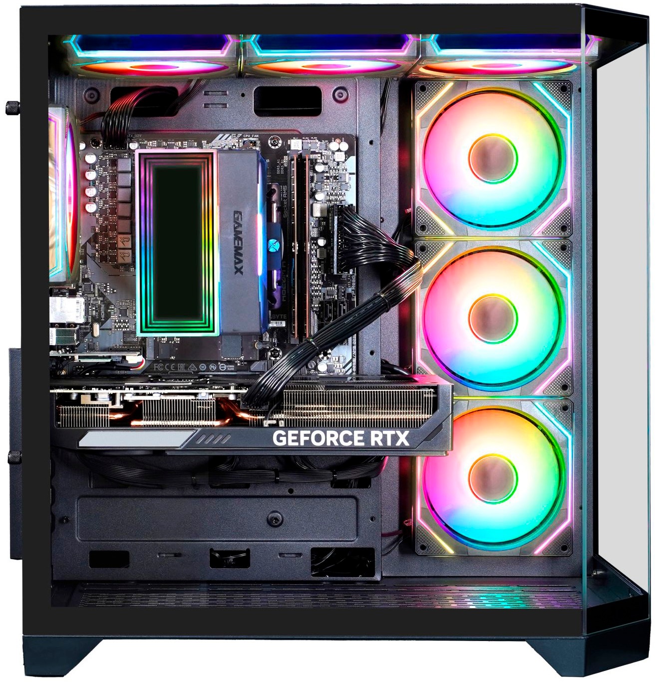 GAMEMAX Gaming-PC-Komplettsystem »MegaDeal HYPE-A BK 2838 AMD Ryzen 5 9600X 16GB DDR5 1TB SSD RTX 5070« 34 ″ AMD Ryzen 5 GeForce RTX? 5070 16 GB RAM 1.000 GB SSD Windows 11, DDR5 RAM + MSI MAG 342CQR E2 Curved Monitor 86cm (34")
