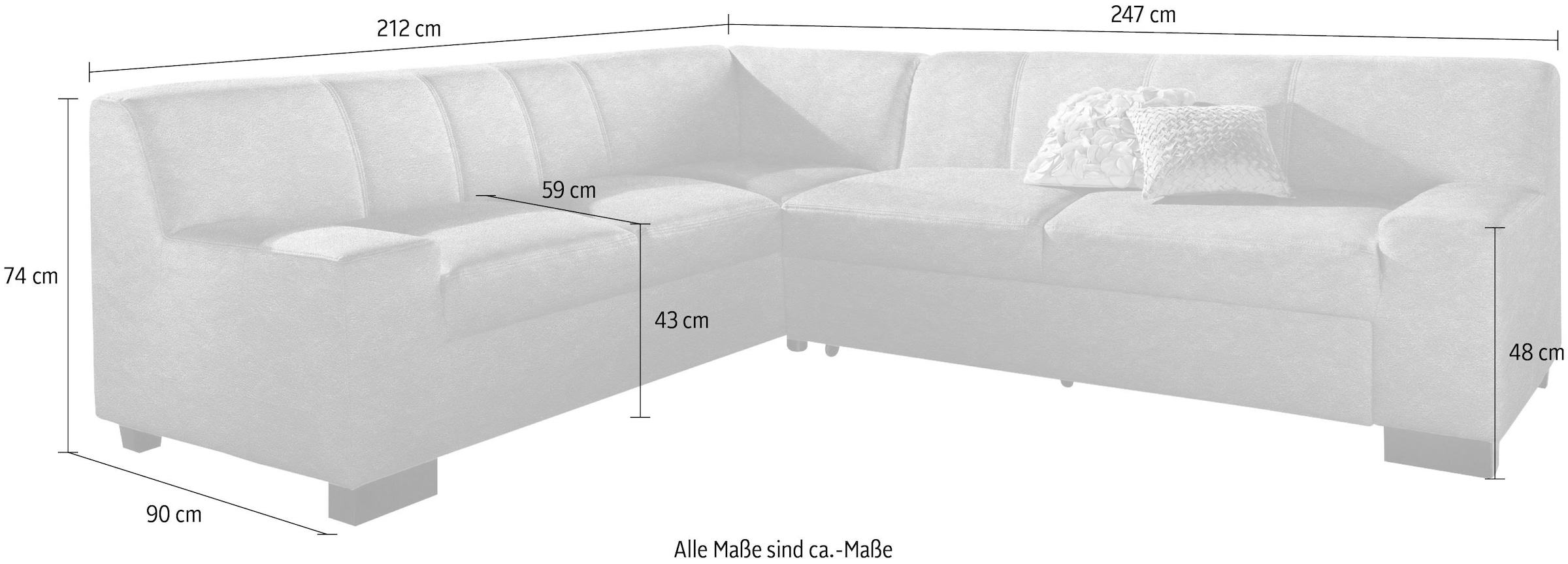 DOMO collection Ecksofa »Norma, moderne Armlehnen, zeitlos und elegant, L-Form«, wahlweise mit Bettfunktion