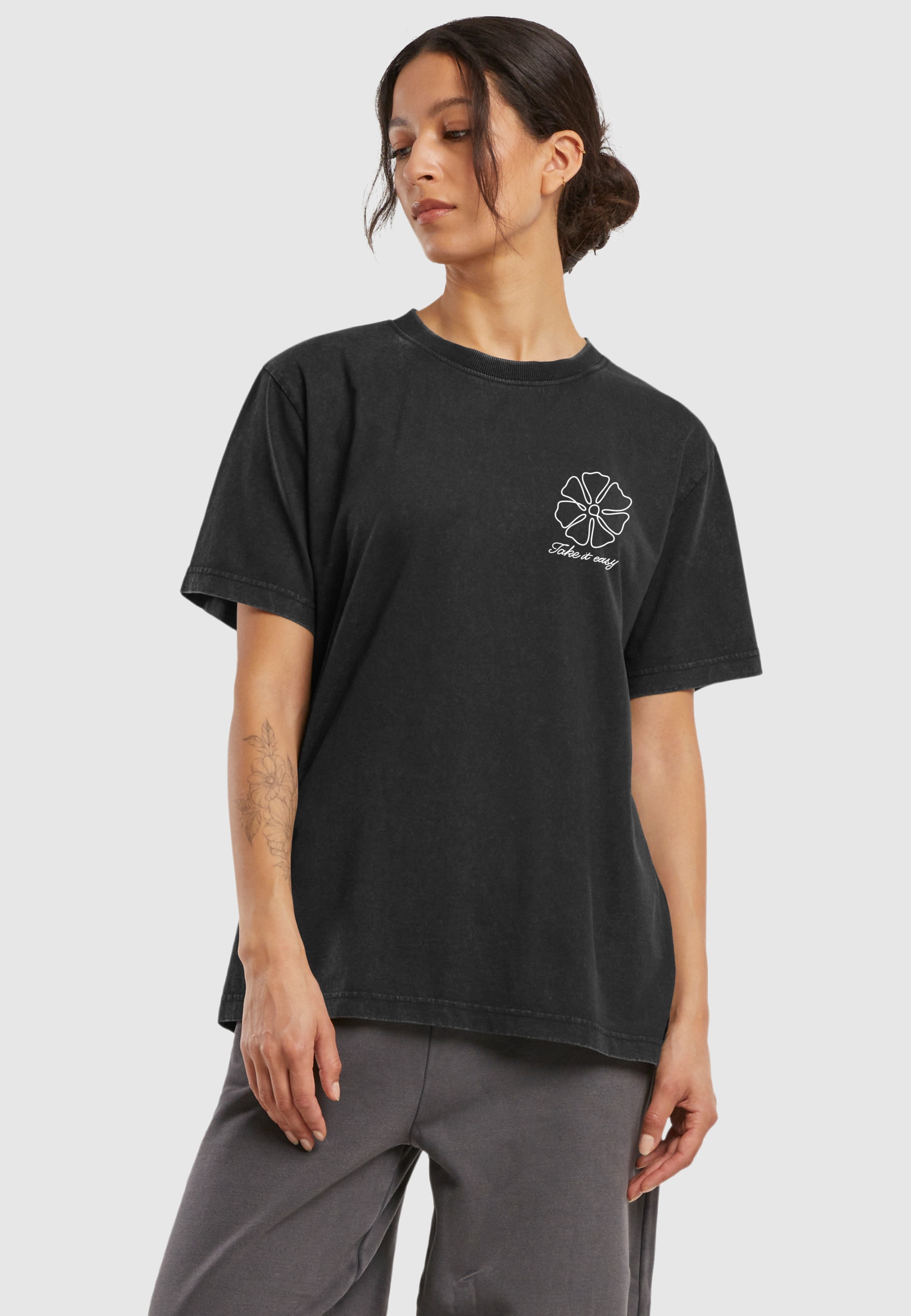 Miss Tee T-Shirt »Miss Tee One Line Flowers Ladies Vintage Everyday Tee« 1 Stk.