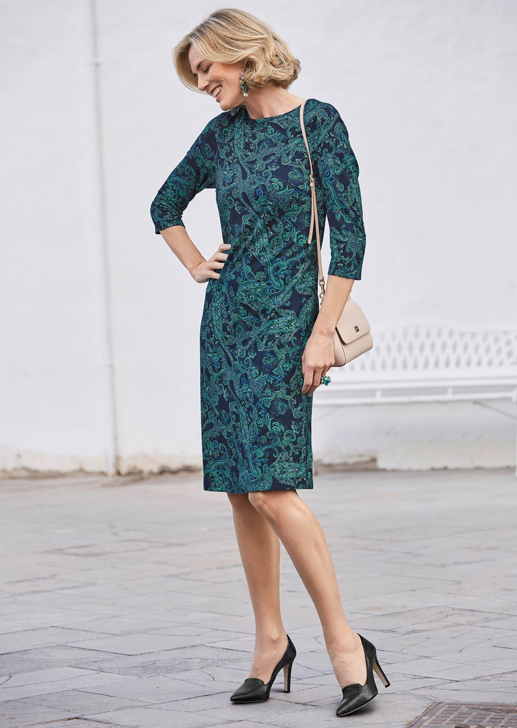 Thumbnail - GOLDNER Jerseykleid "Elastisches Jerseykleid mit modischem Druck" Farbbrillanter Paisleydruck