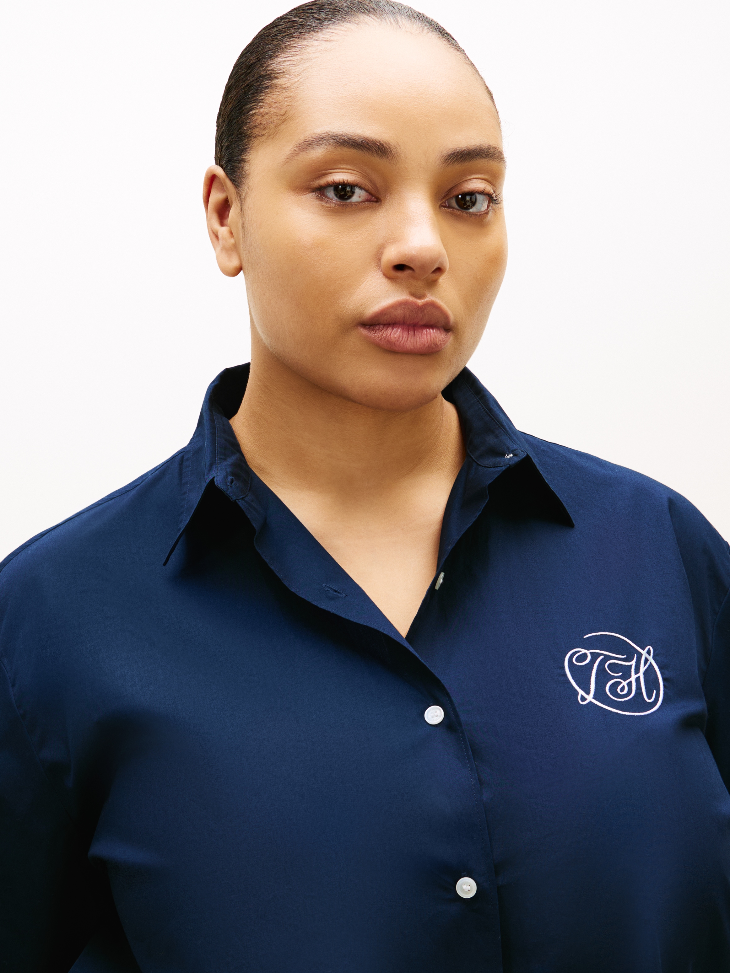 Tommy Hilfiger Curve Hemdbluse »CRV COTTON EASY SHIRT« in großen Größen, Baumwolle