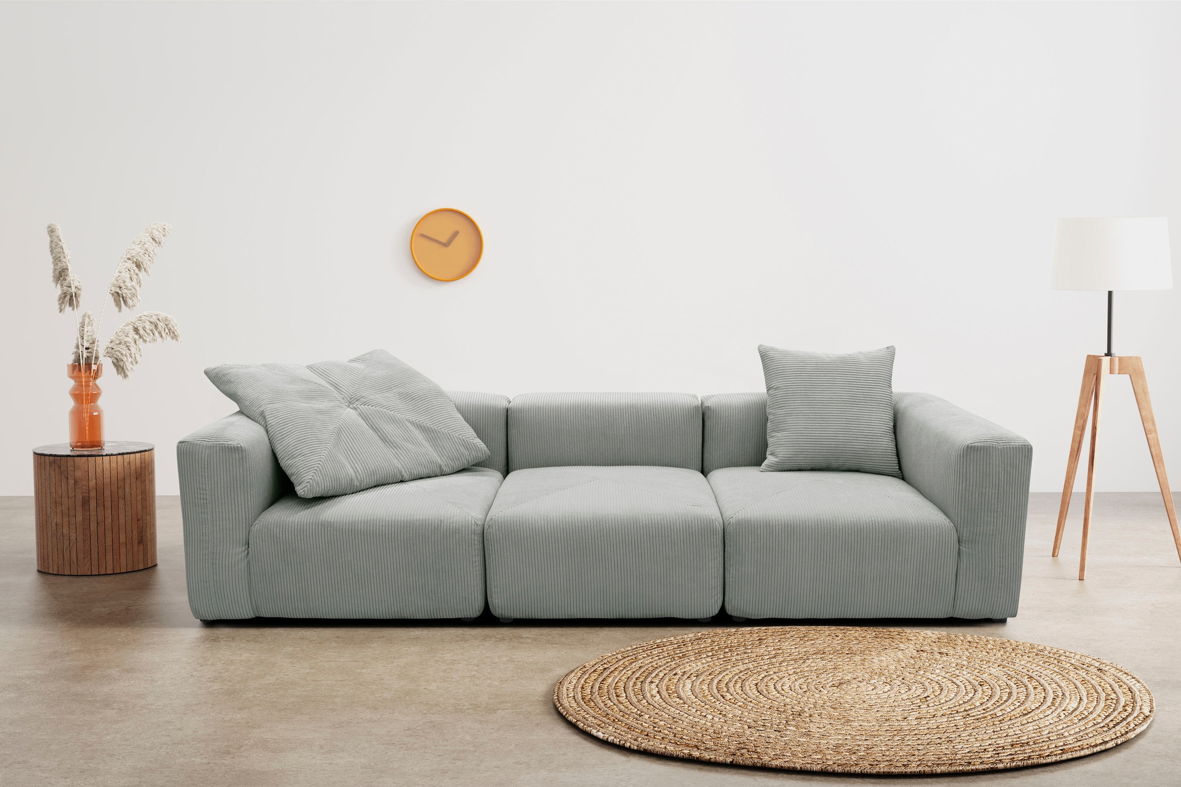 RAUM.ID Big-Sofa »Gerrid«, Mittelelement ein Modulen: | und 2 aus Cord-Bezug, Eck- BAUR bestehend