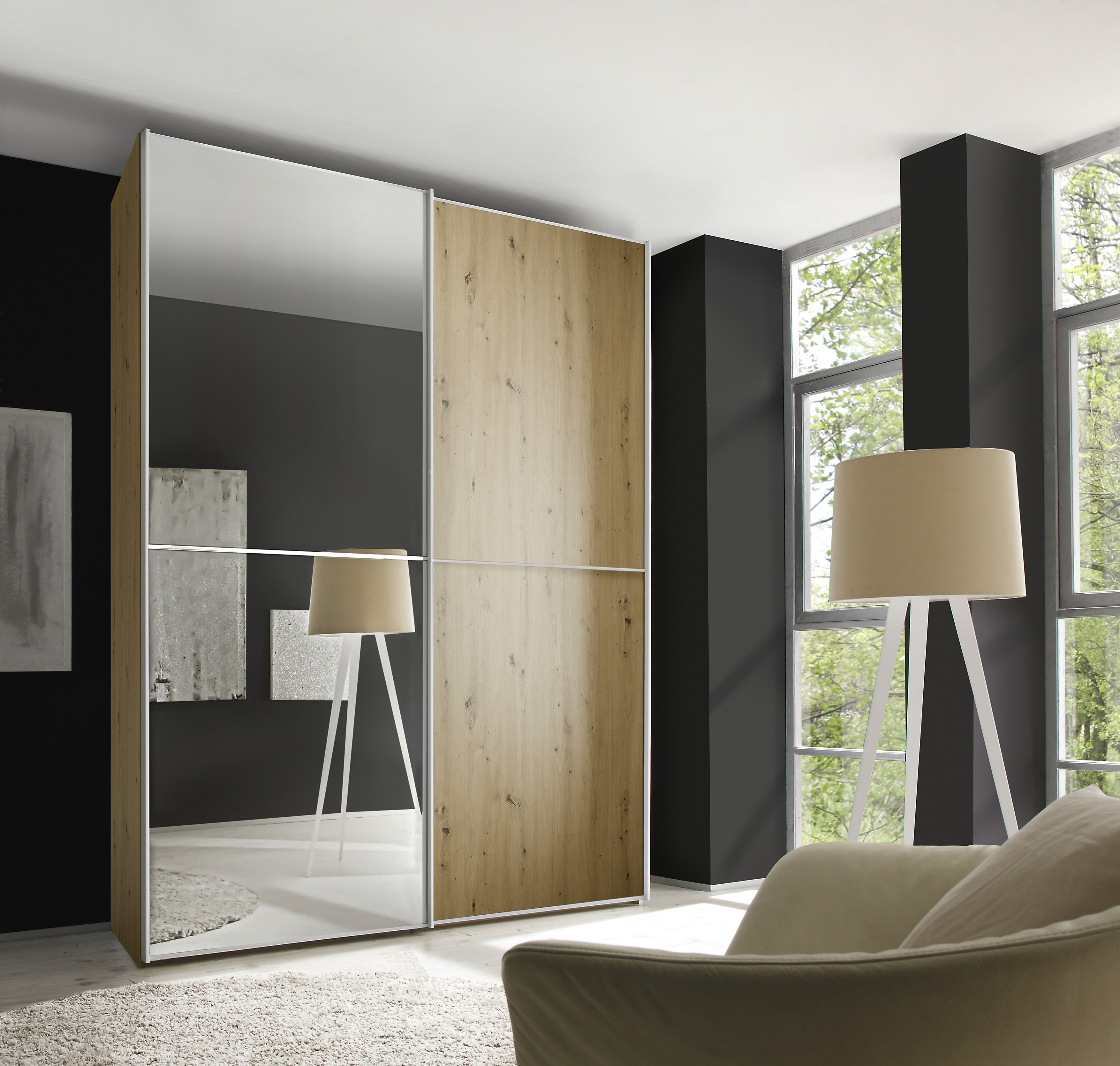 Schwebetürenschrank STAUD, B:167cm H:222cm T:68cmartisan eiche, Holzwerkstoff, Schränke, "Sinfonie Plus, edles Design in hochwertiger Qualität, Made