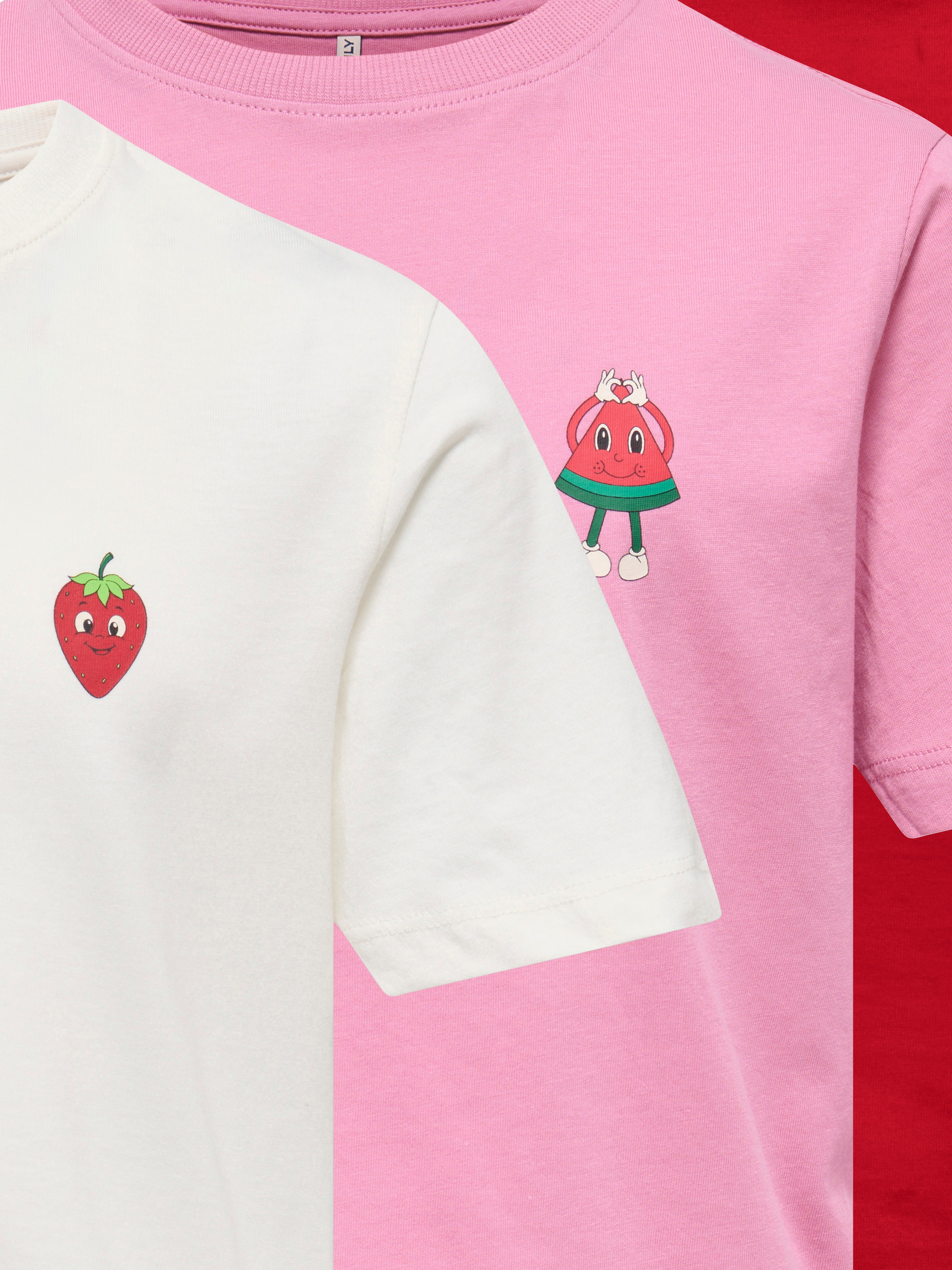 KIDS ONLY T-Shirt »KOGREX S/S PRINTED TOP JRS 3-PACK« Packung, 3 mit sommerlichen Brustmotiven