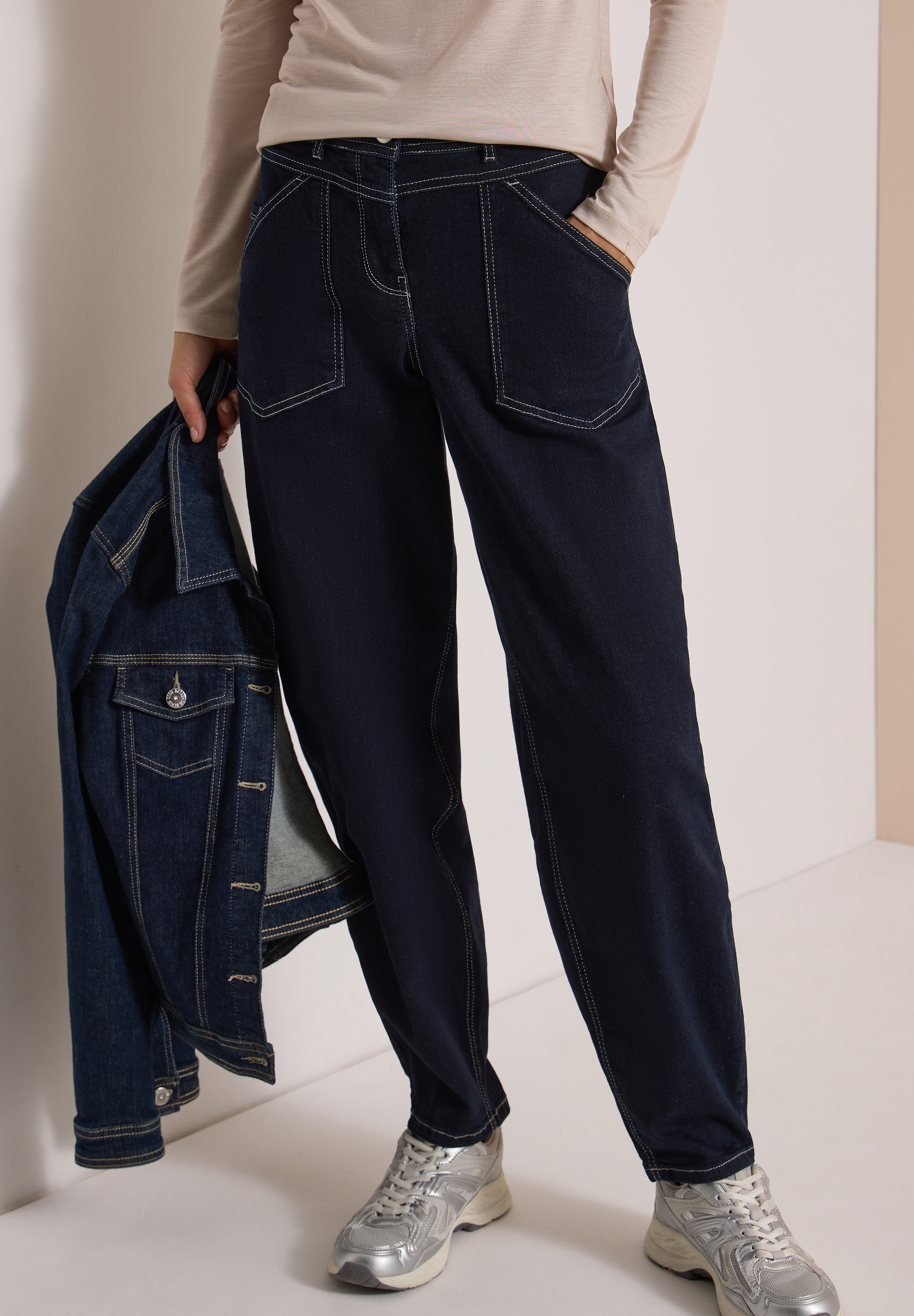 Cecil Loose-fit-Jeans »Style Scarlett« Barrel Leg, Rinsed-Optik, mit Stretchanteil