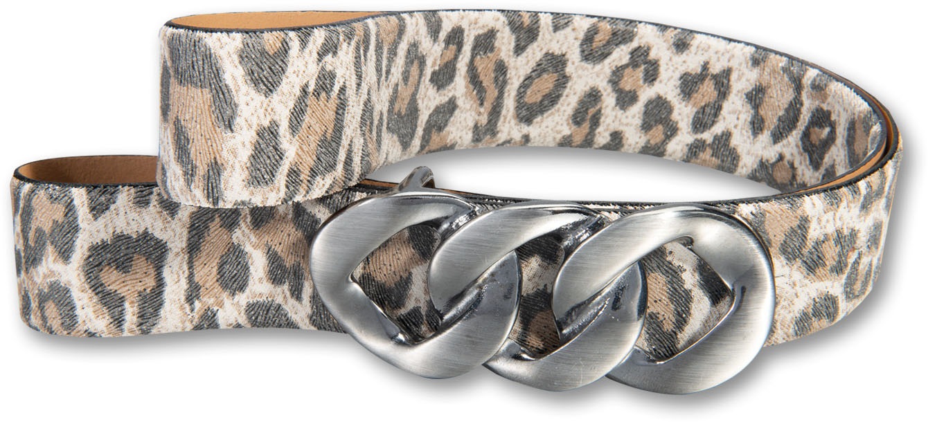 Silbergift Koppelgürtel Veloursleder mit Animalprint