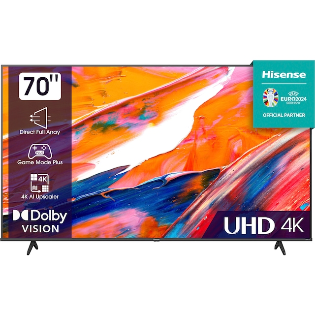 Hisense LED-Fernseher »70E61KT«, 177,8 cm/70 Zoll, 4K Ultra HD, Smart-TV,  Smart-TV, Dolby Vision, Triple Tuner DVB-C/S/S2/T/T2-Alexa Built-In, DTS  Virtual X | BAUR