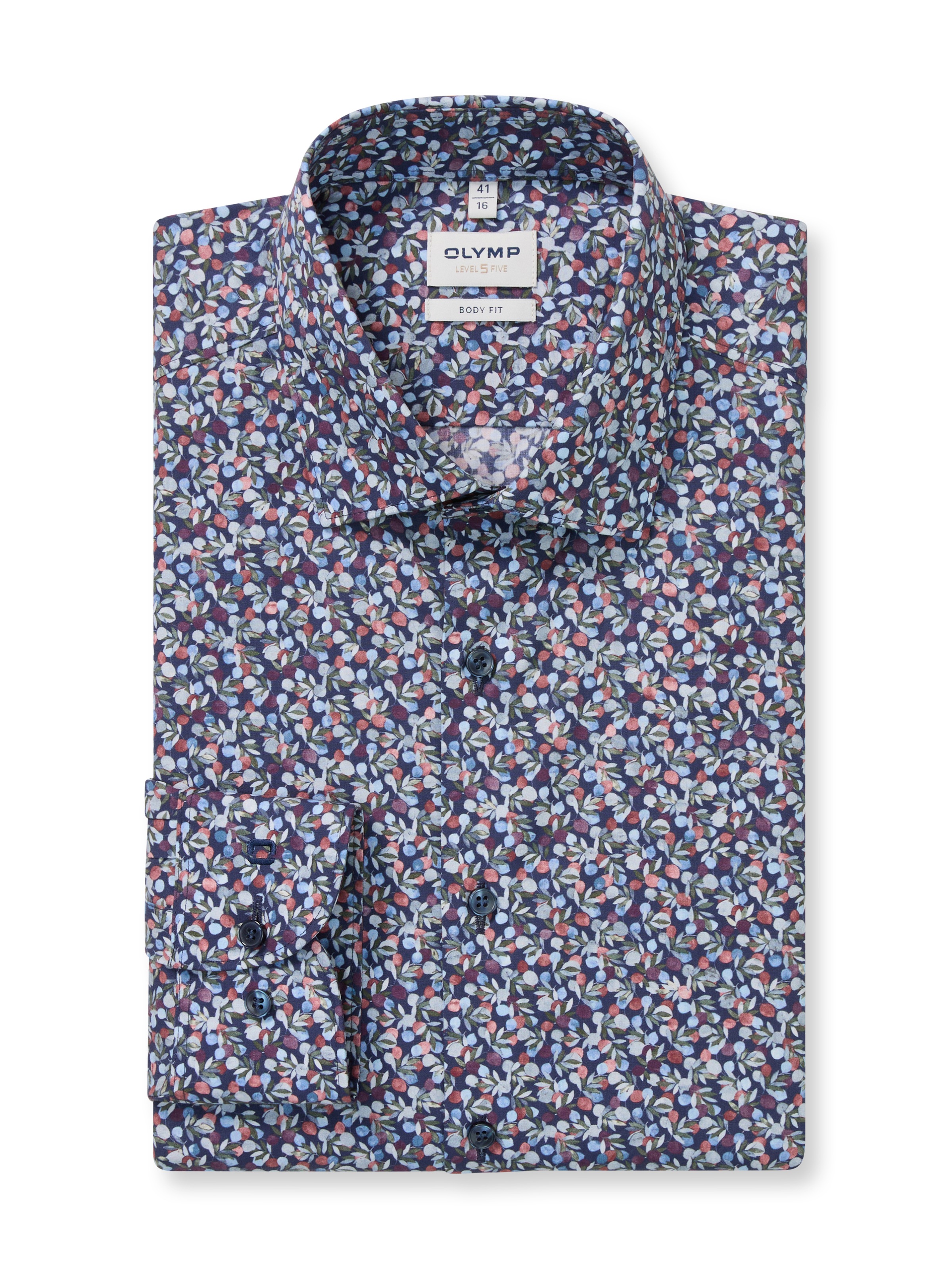 OLYMP Langarmhemd »Level Five« Businesshemd, body fit, New York Kentkragen, florales Muster