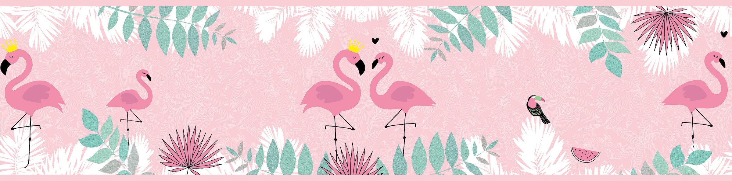 A.S. Création Bordüre »Flamingo Love«, Tapete Kinderzimmer Rosa Grün Weiß