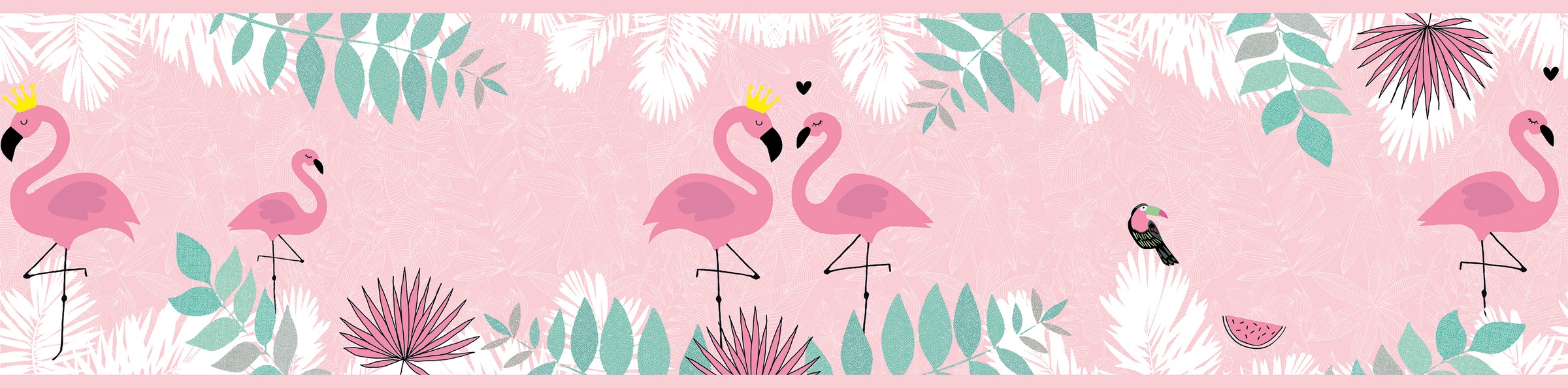 A.S. Création Bordüre "Flamingo Love" Motiv abstrakt naturalistisch glatt Tapete Kinder Borte Wohnzimmer Schlafzimmer Küche Design Kinderzimmer