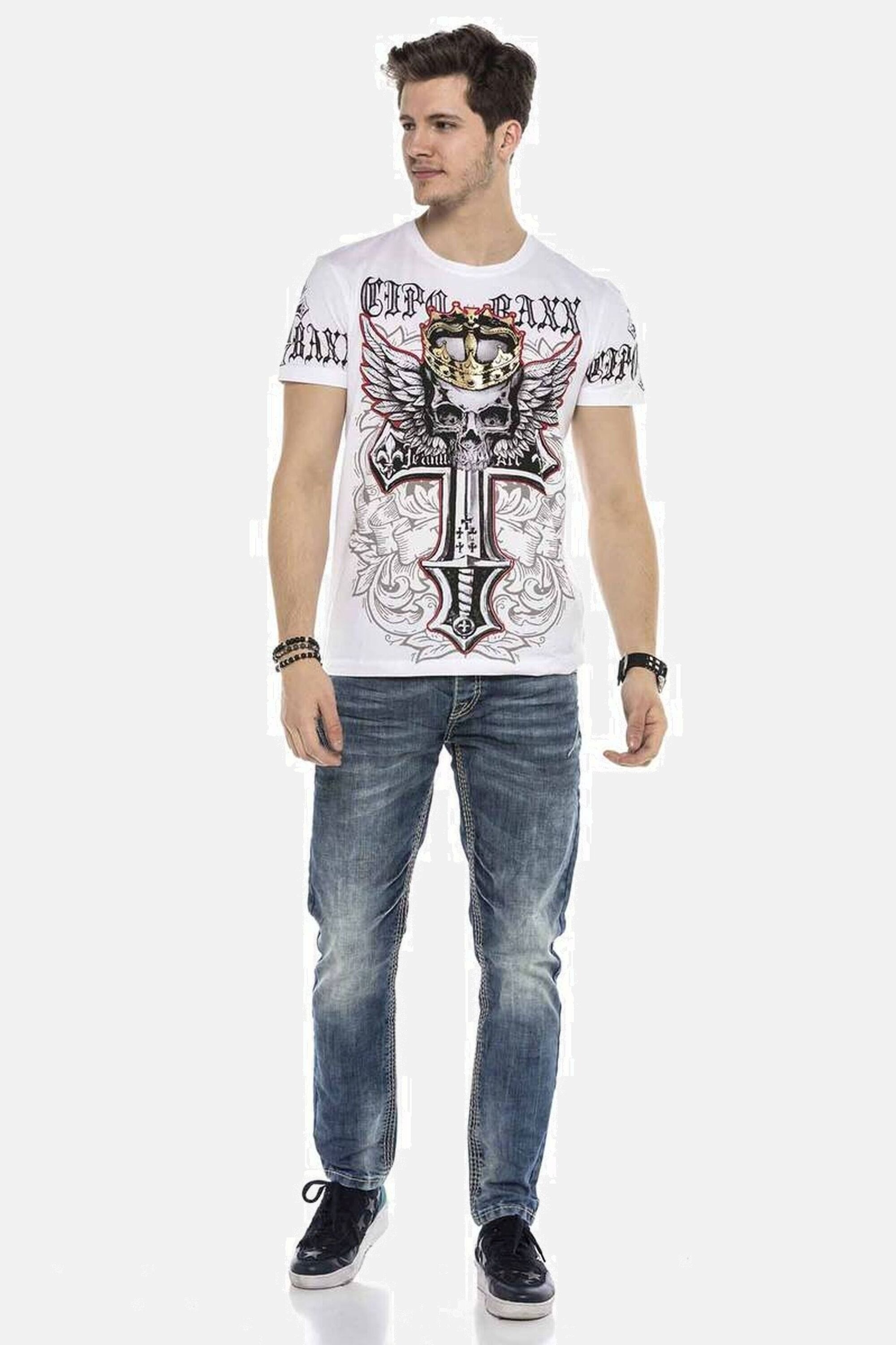Cipo & Baxx Straight-Jeans »DENIM«, bequeme Jeans mit auffälligen Ziernähten, CD597