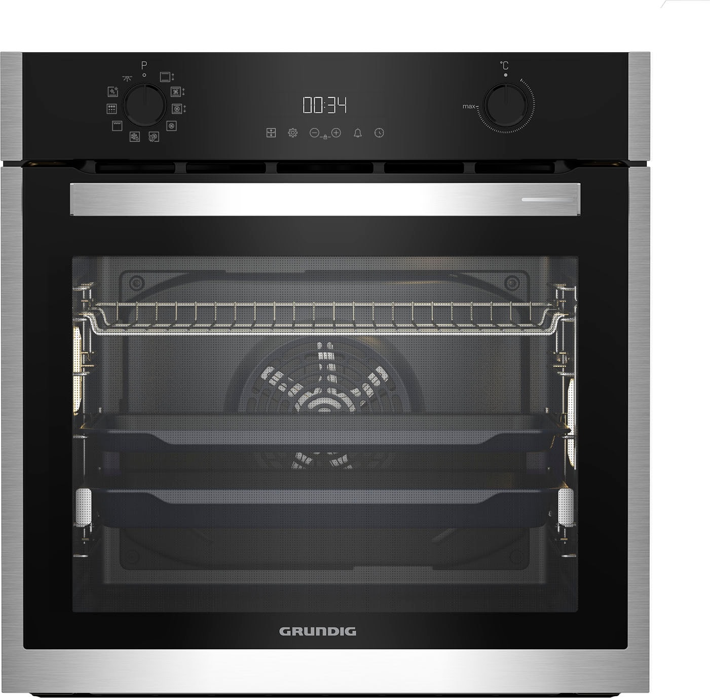 Grundig Pyrolyse Backofen  »GEBM19300BMPF«, mit 2-fach-Teleskopauszug, Pyrolyse-Selbstreinigung