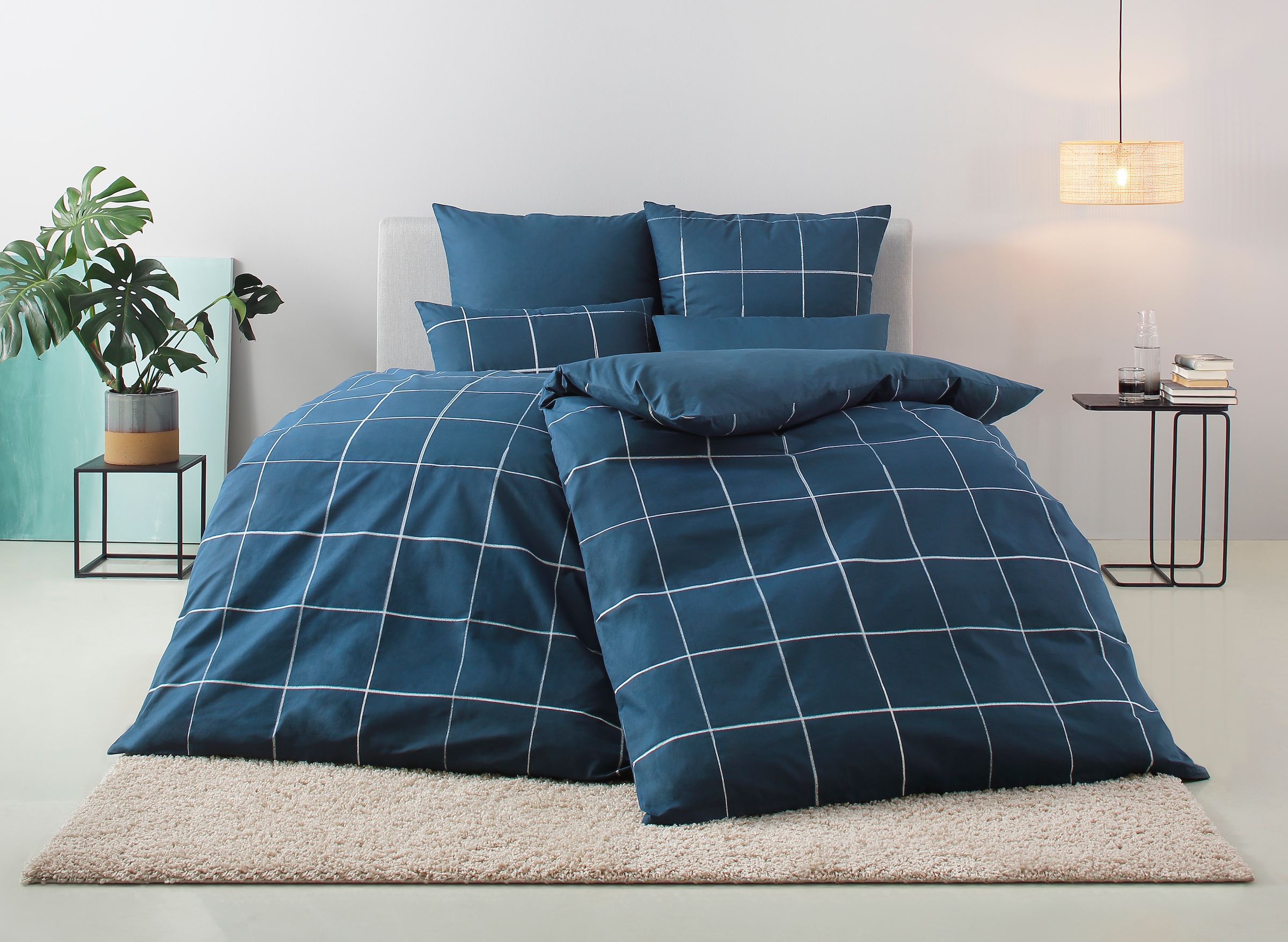 OTTO home Bettwäsche "Nature" 2 Stk. Bettwäsche in unregelmäßigem Karo-Must günstig online kaufen