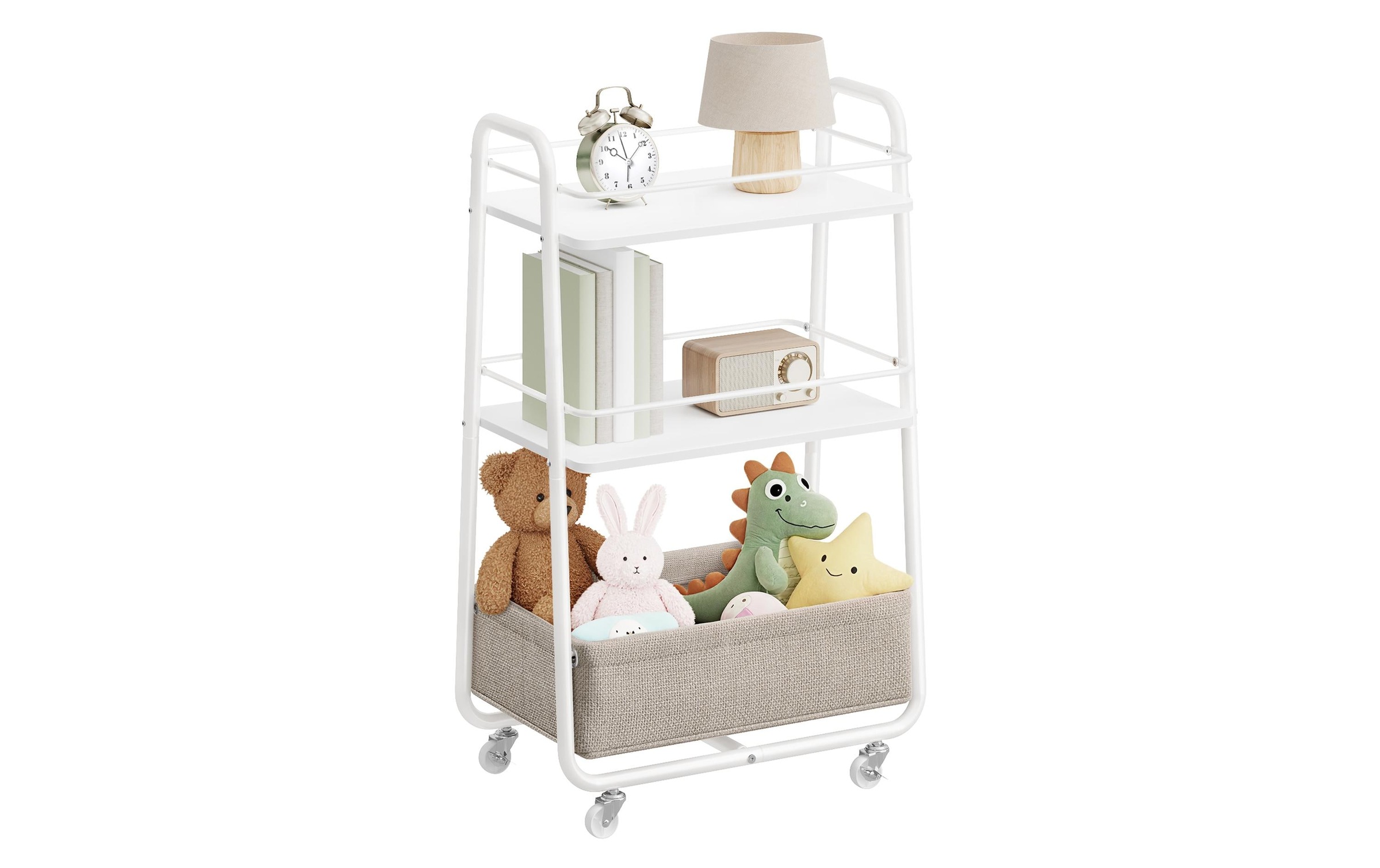 VASAGLE Rollwagen »30,4 x 81 cm,« Mobiler Allzweckwagen mit 3 Ebenen, Stoffkorb + feststellbaren Rollen