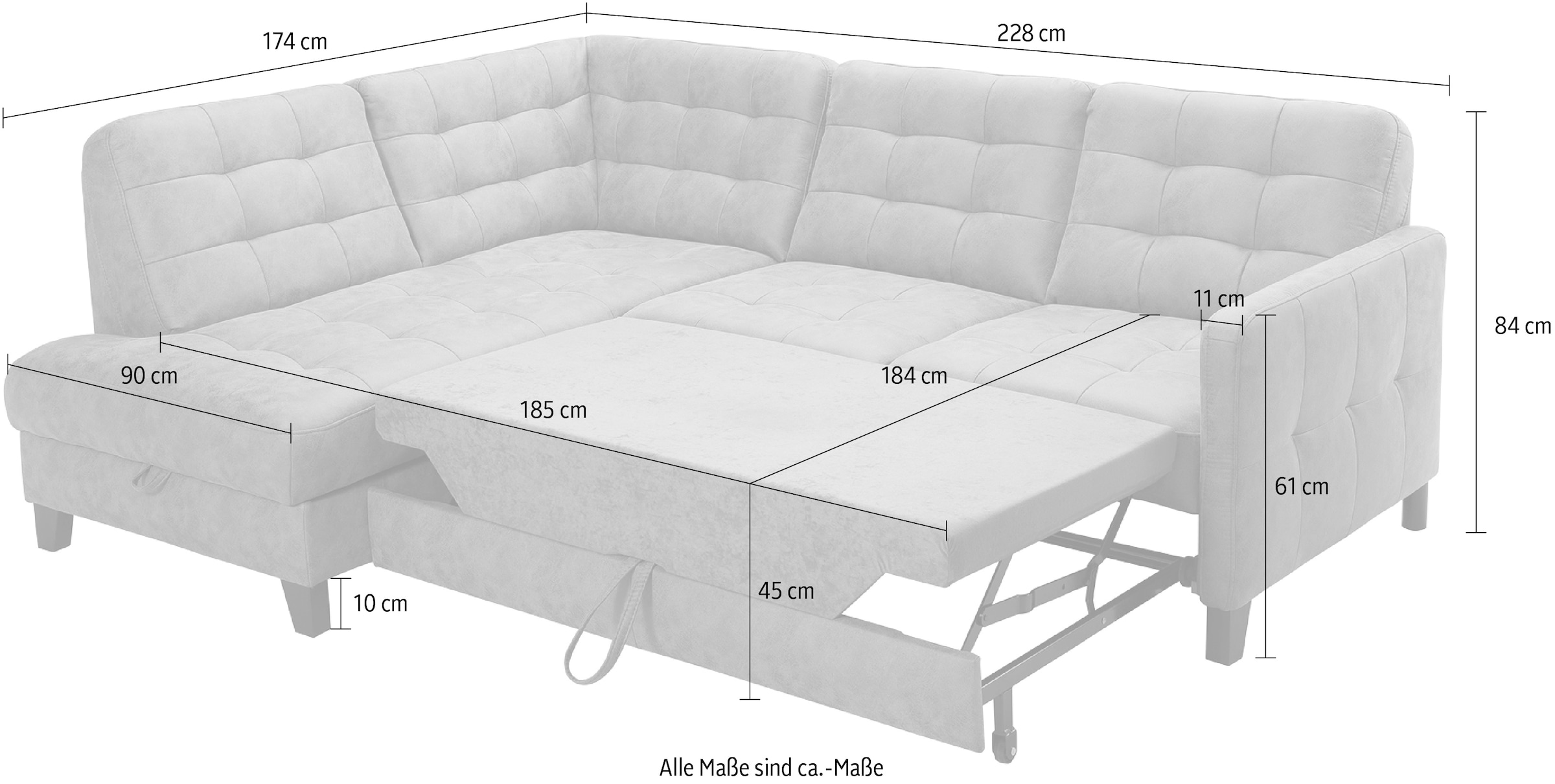 exxpo - sofa fashion Ecksofa »Elio, L-Form«, wahlweise mit Bettfunktion und Bettkasten