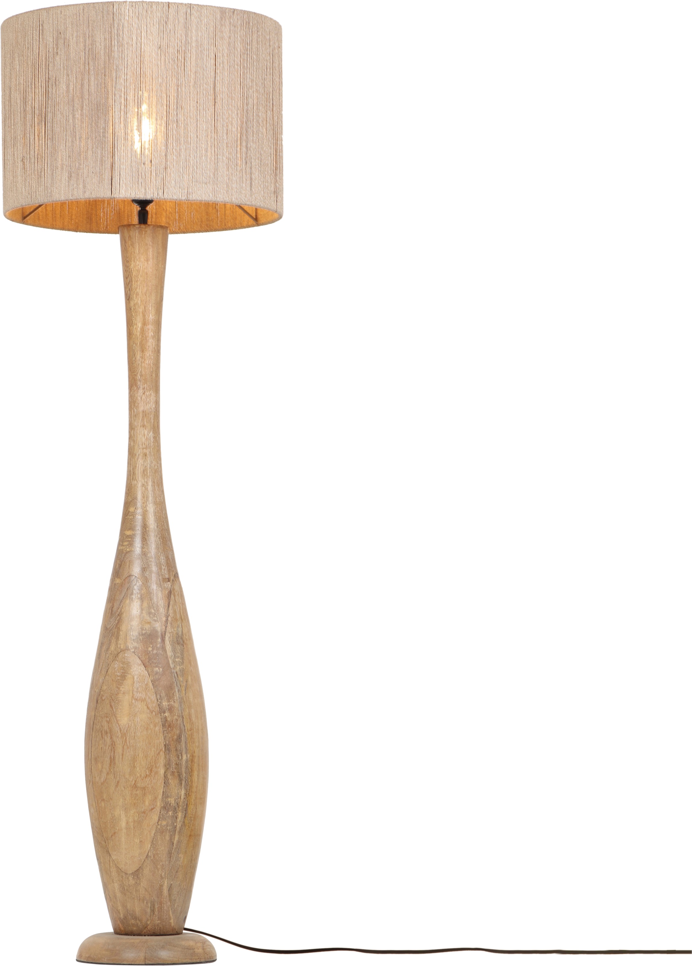TRIO Leuchten Stehlampe »TOBA, Massivholz Stehleuchte naturbelassen, mit Jute Lampenschirm« E27 1 Stk. warmweiß - kaltweiß exkl 1x E27 max 10W, Höhe 135 cm Ø 35 cm, Schirm Fäden aus Jute Stoff
