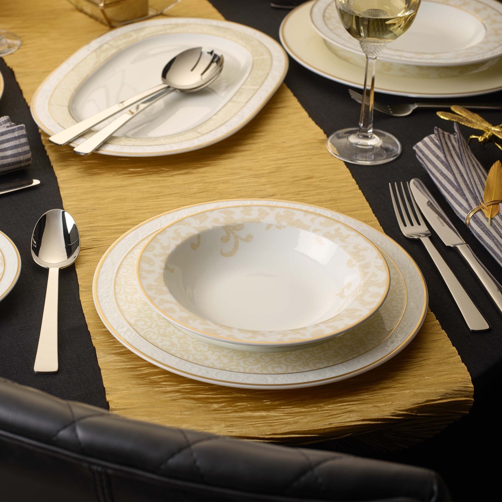 Villeroy & Boch Schale »Salatschalen Ivoire ø 20,5 cm 6er Set weiß-gold« 6 tlg.