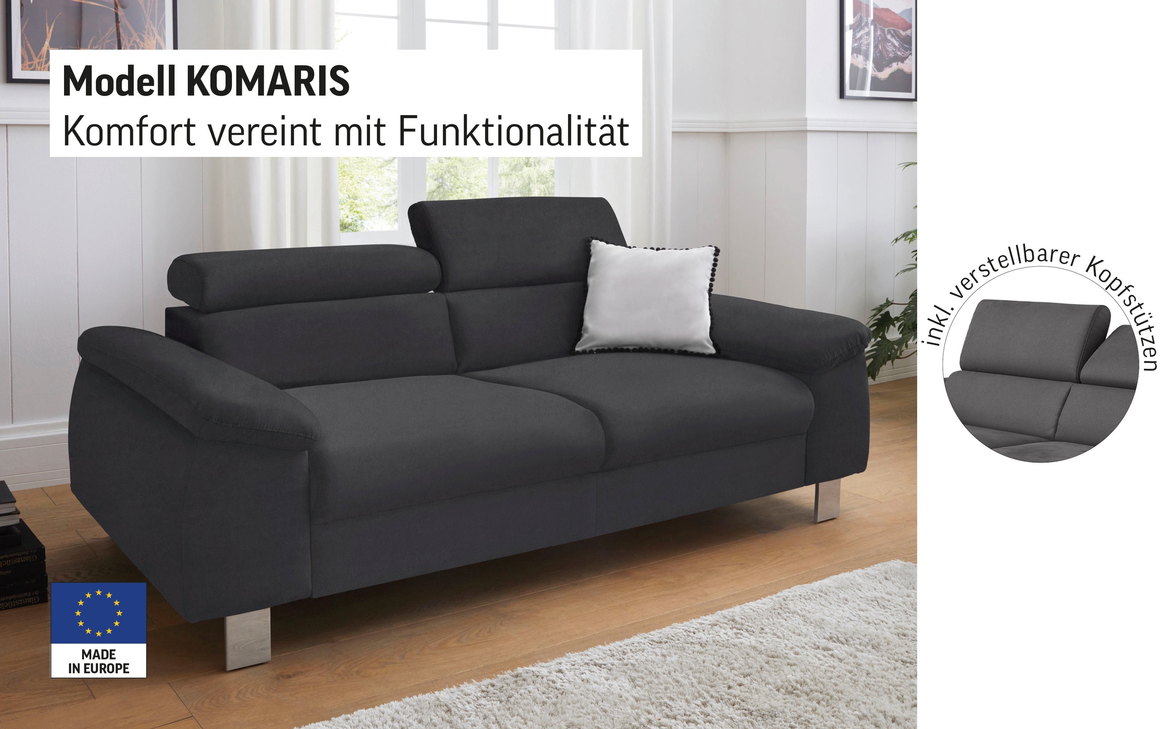 Komaris COTTA 3-Seater Sofa White 193cm 3