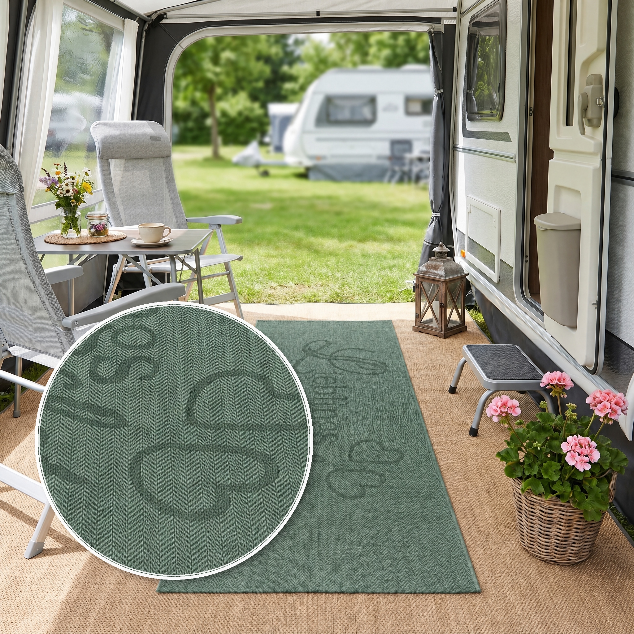 OTTO home Läufer "Lieblingsplatz, mit Schriftzug, In- und Outdoor geeignet" rechteckig 5 mm Höhe Wetterfest, UV-beständig, Küchenläufer, Camping, Balkon
