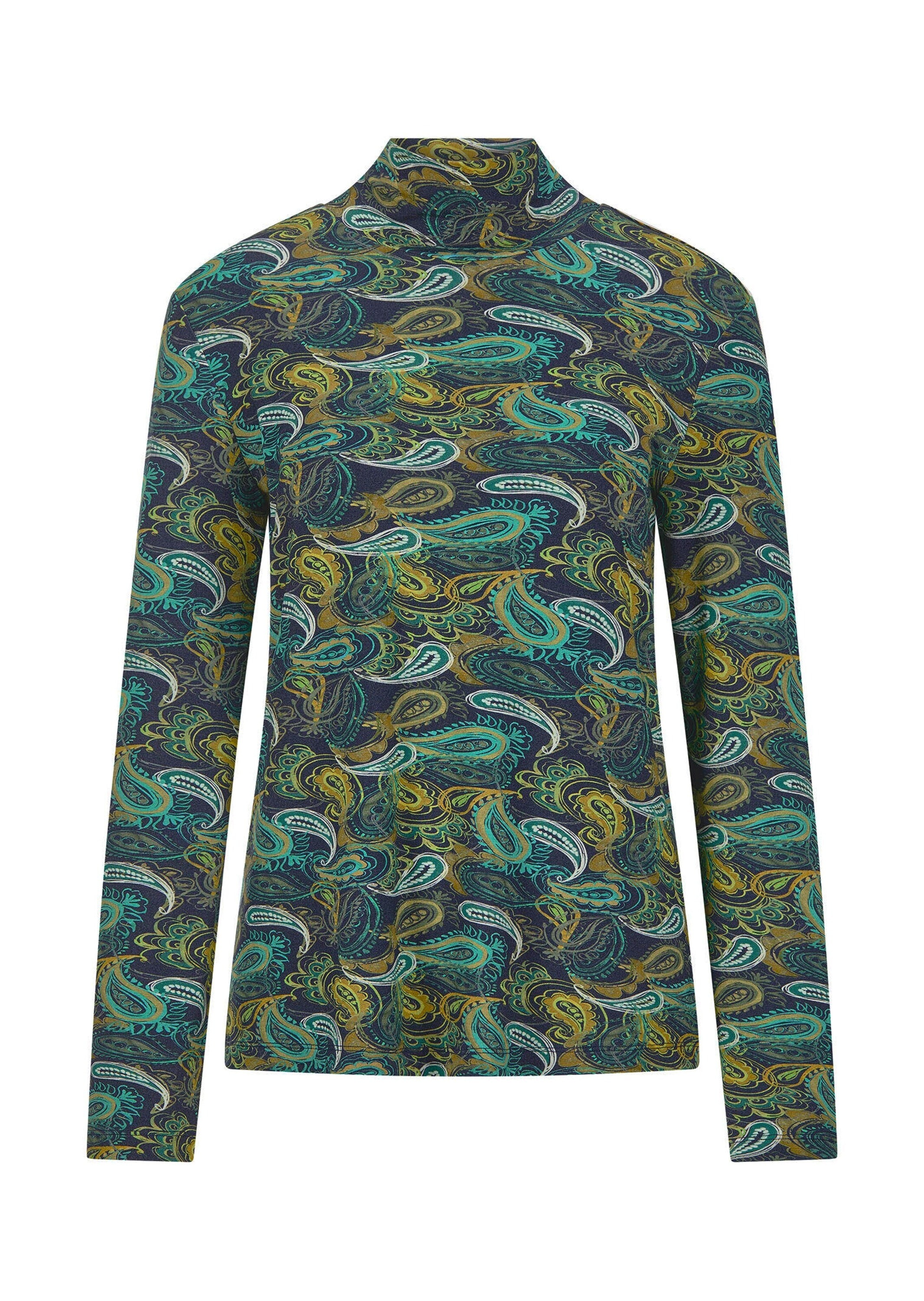 GOLDNER "Kurzgröße Longsleeve mit Allover-Print, Stehkragen" Paisley-Muster