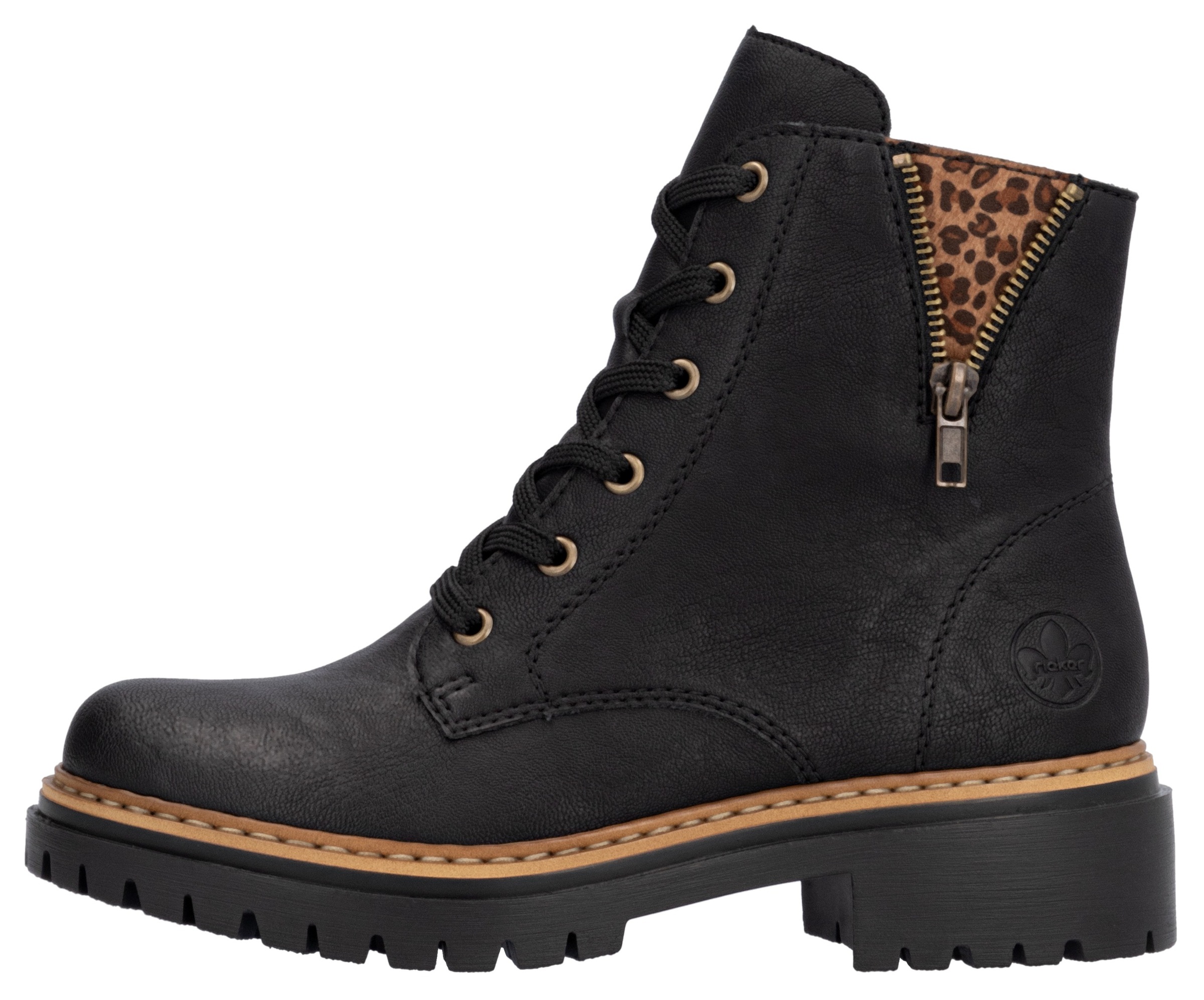 Rieker Schnürstiefelette, Schnürboots, Blockabsatz, mit praktischem Innenreißverschluss