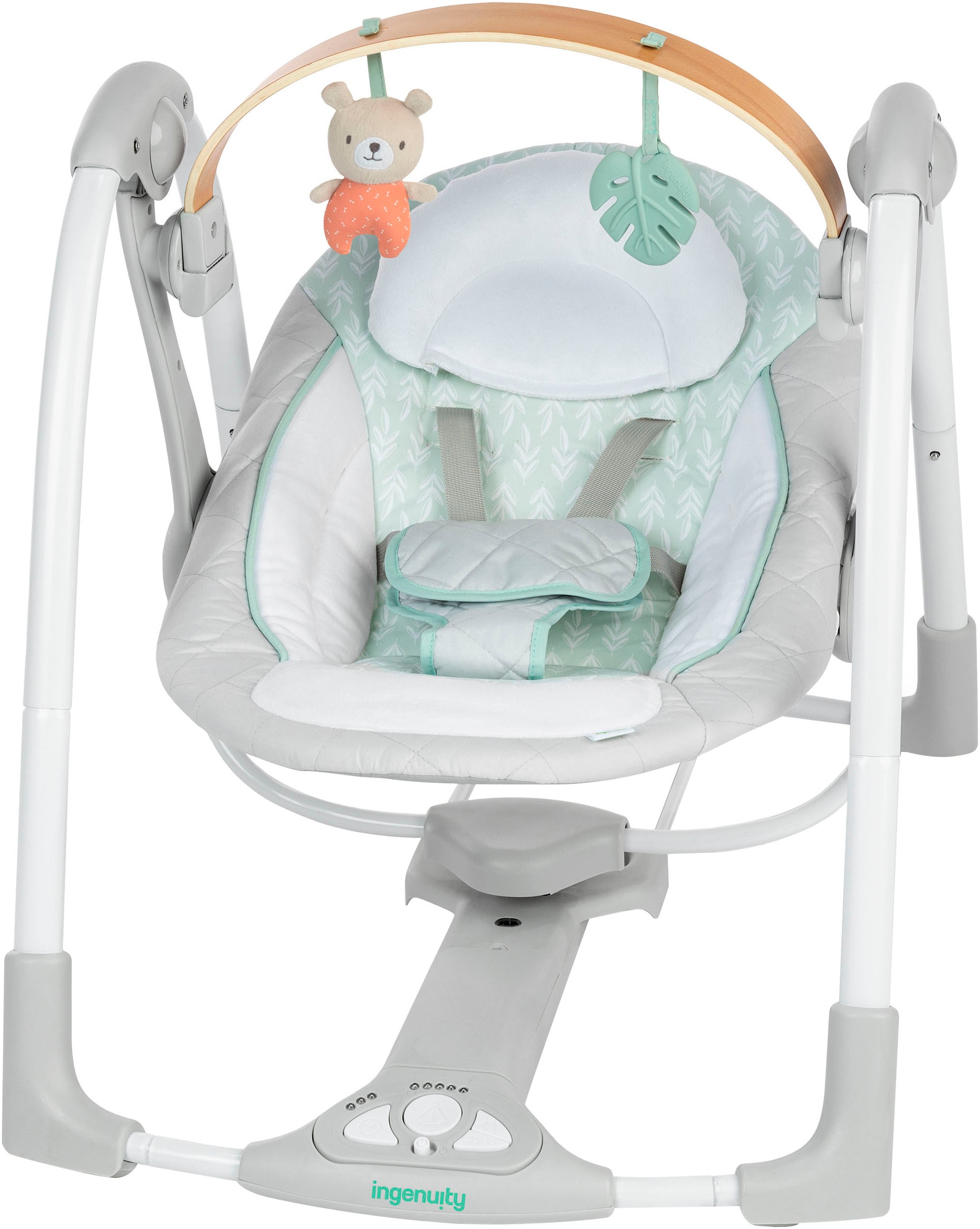 INGENUITY Baby Babywippe "Cozy Spot Swing 'n Go Portable Swing", grün, Kunststoff, Metall, Babywippen, mit Sound-Effekt