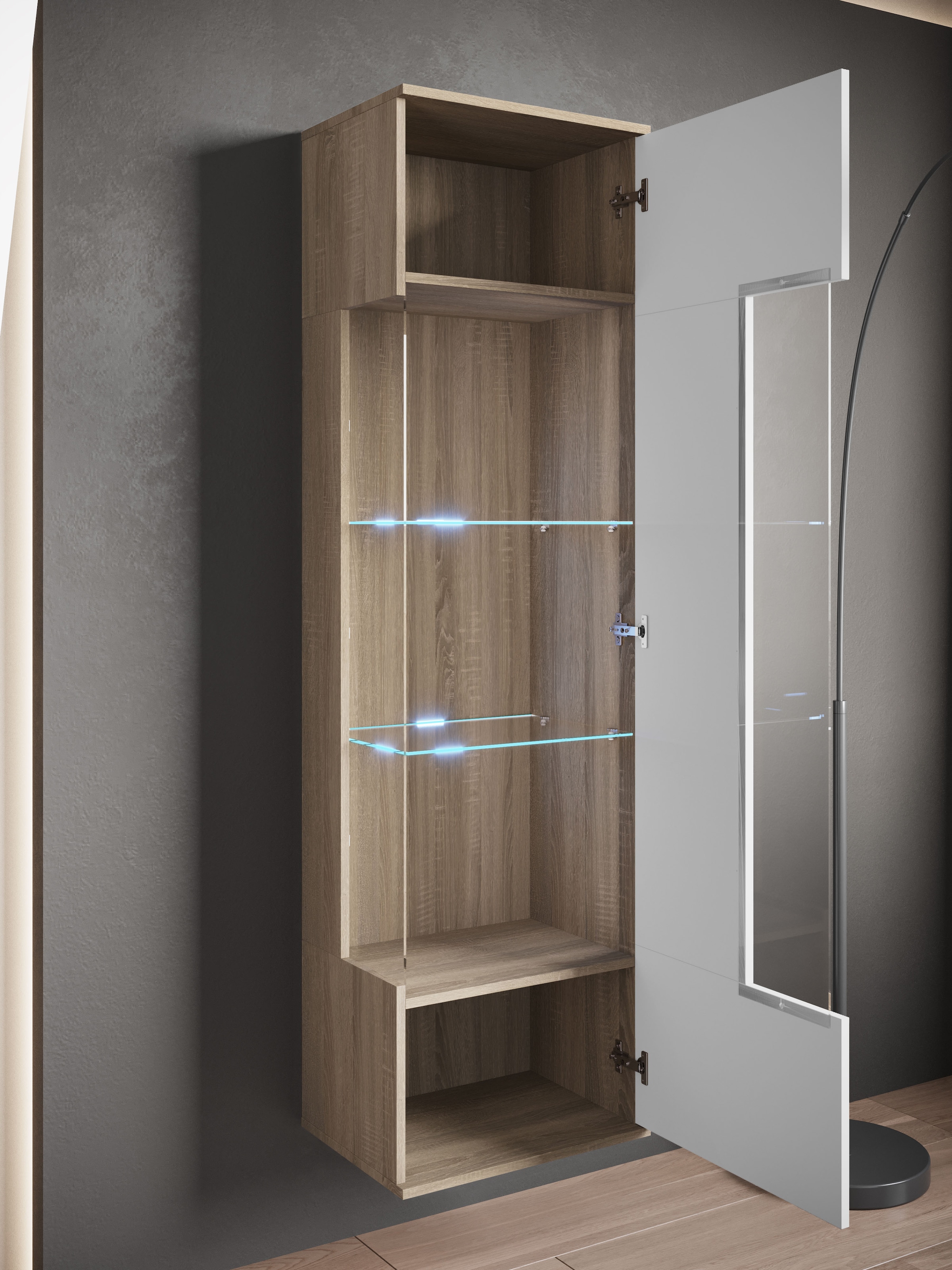INOSIGN Vitrine »Kenia, stehend und hängend, Türanschlag wechselbar«, (1 St.), Vitrineschrank mit Glastüren 160 cm Höhe