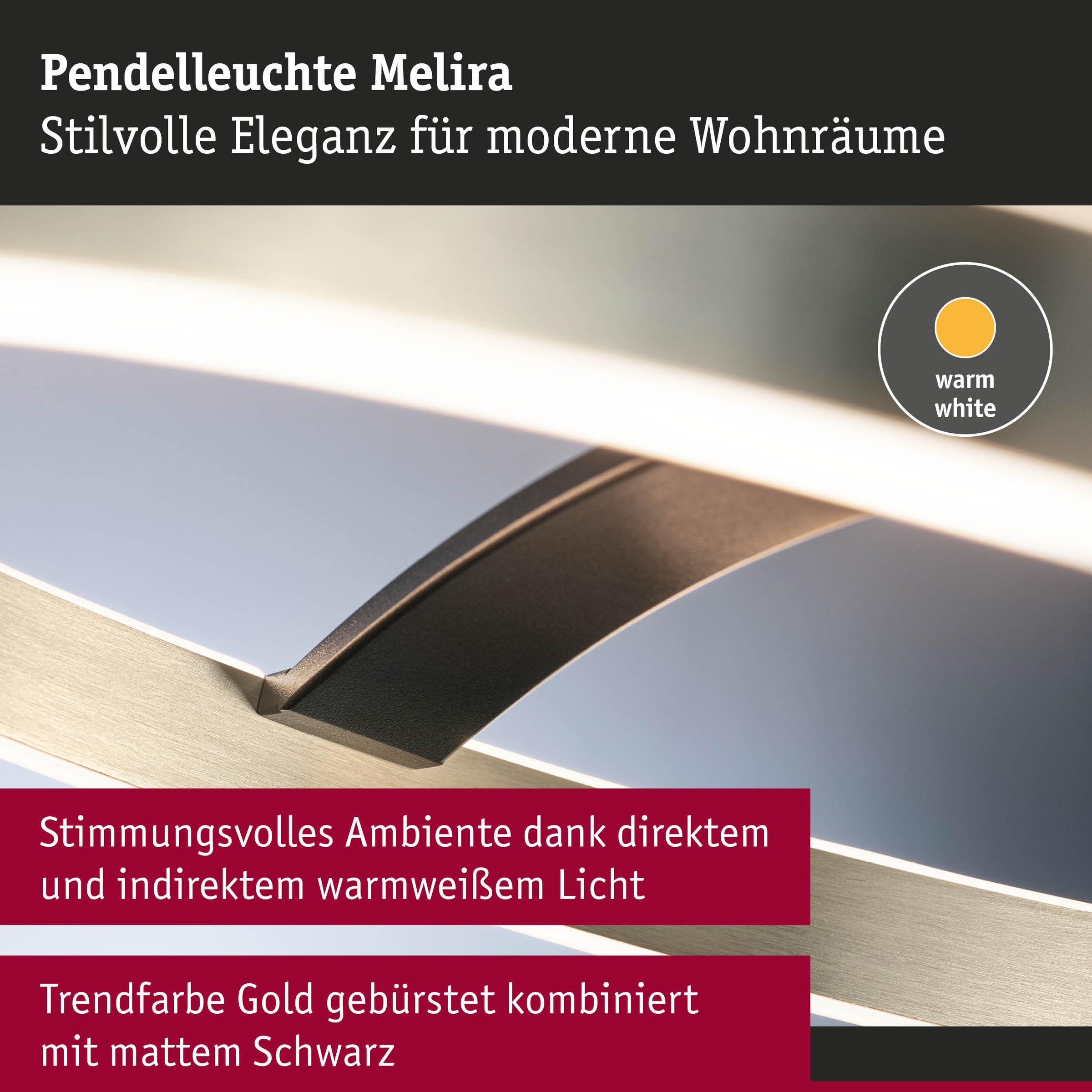Paulmann LED Pendelleuchte »Melira LED 24W Gold /Schwarz 230V Metall« LED-Modul 1 Stk. 3-Step-Dim