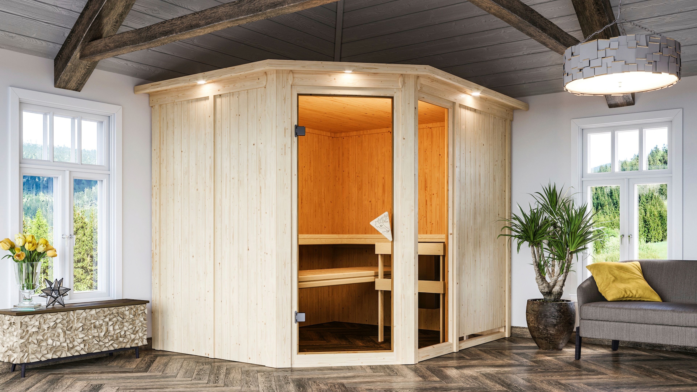 Karibu Sauna »Frigga 3«, ohne Ofen