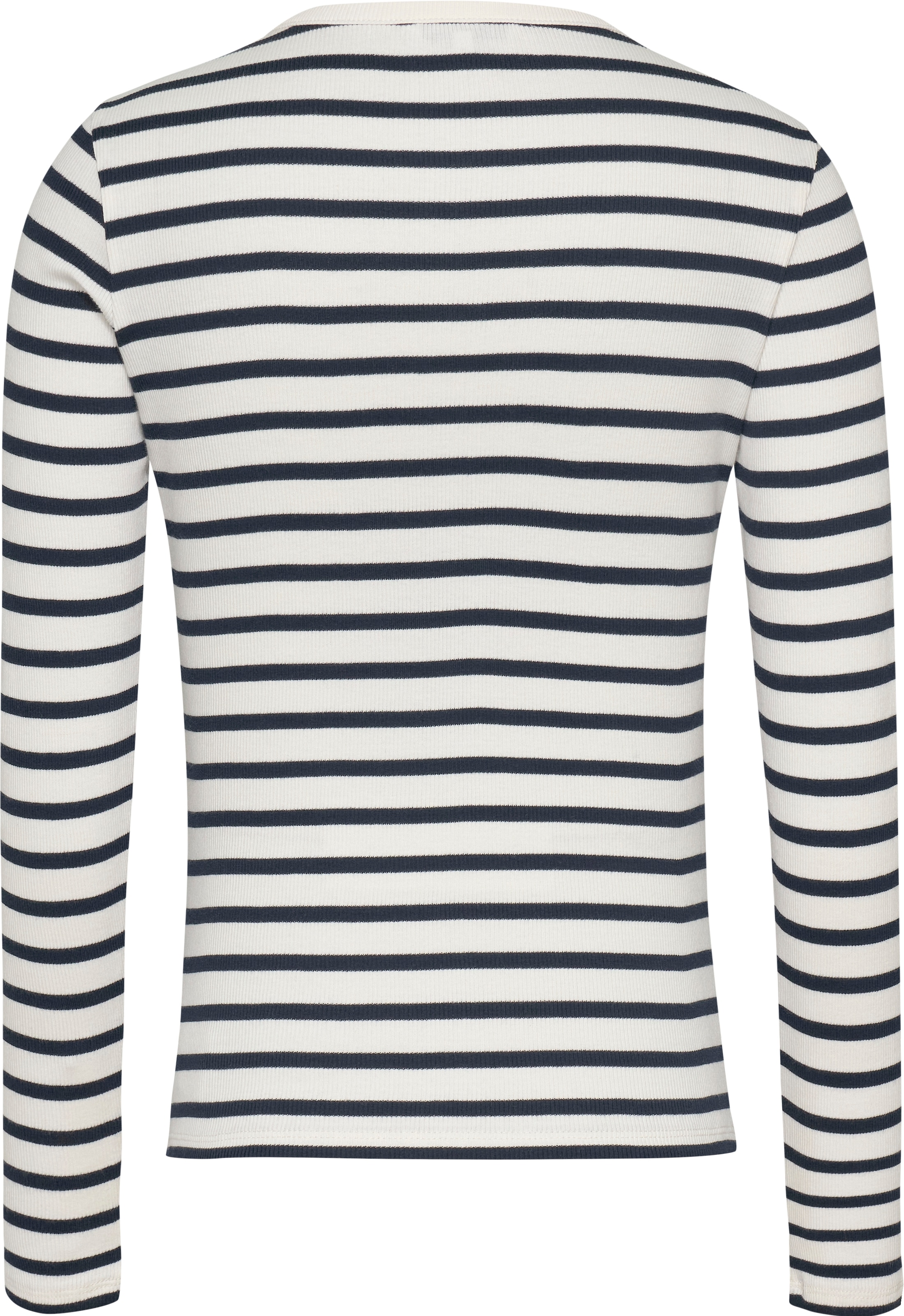 Tommy Jeans Langarmshirt »TJW SLM BUTTON RIB C-NECK LS EXT«, mit Logostickerei